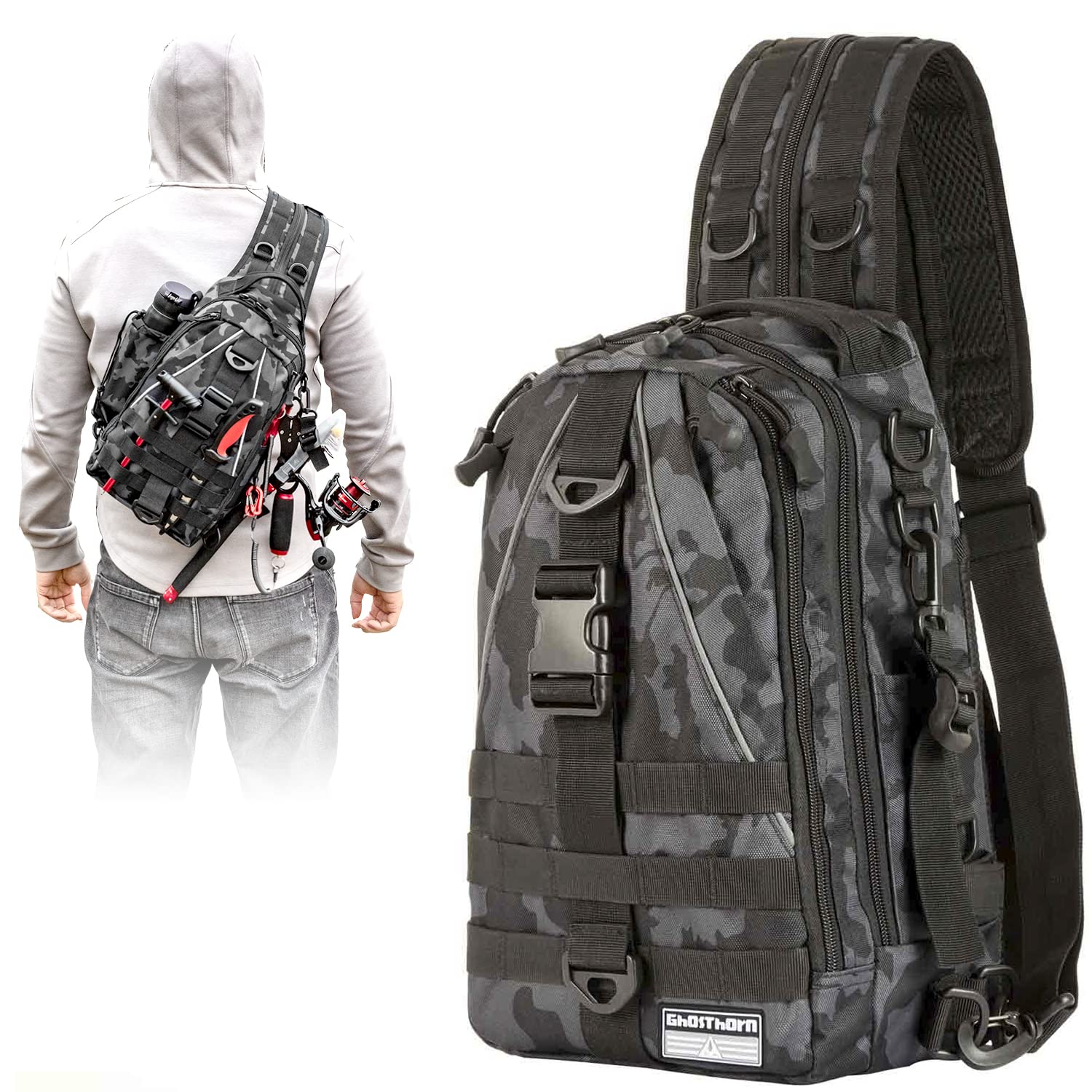  Aosethefrt Fishing Backpack Tackle Bag Sling Bag