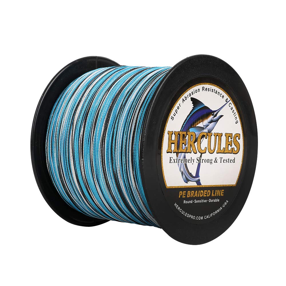 HERCULES Cost-Effective Super Strong 4 Strands Braided Fishing Line 6LB to  100LB Test for Salt-Water, 109/328 / 547/1094 Yards (100M / 300M / 500M /  1000M), Diam# 0.08MM - 0.55MM, Hi-Grade Blue