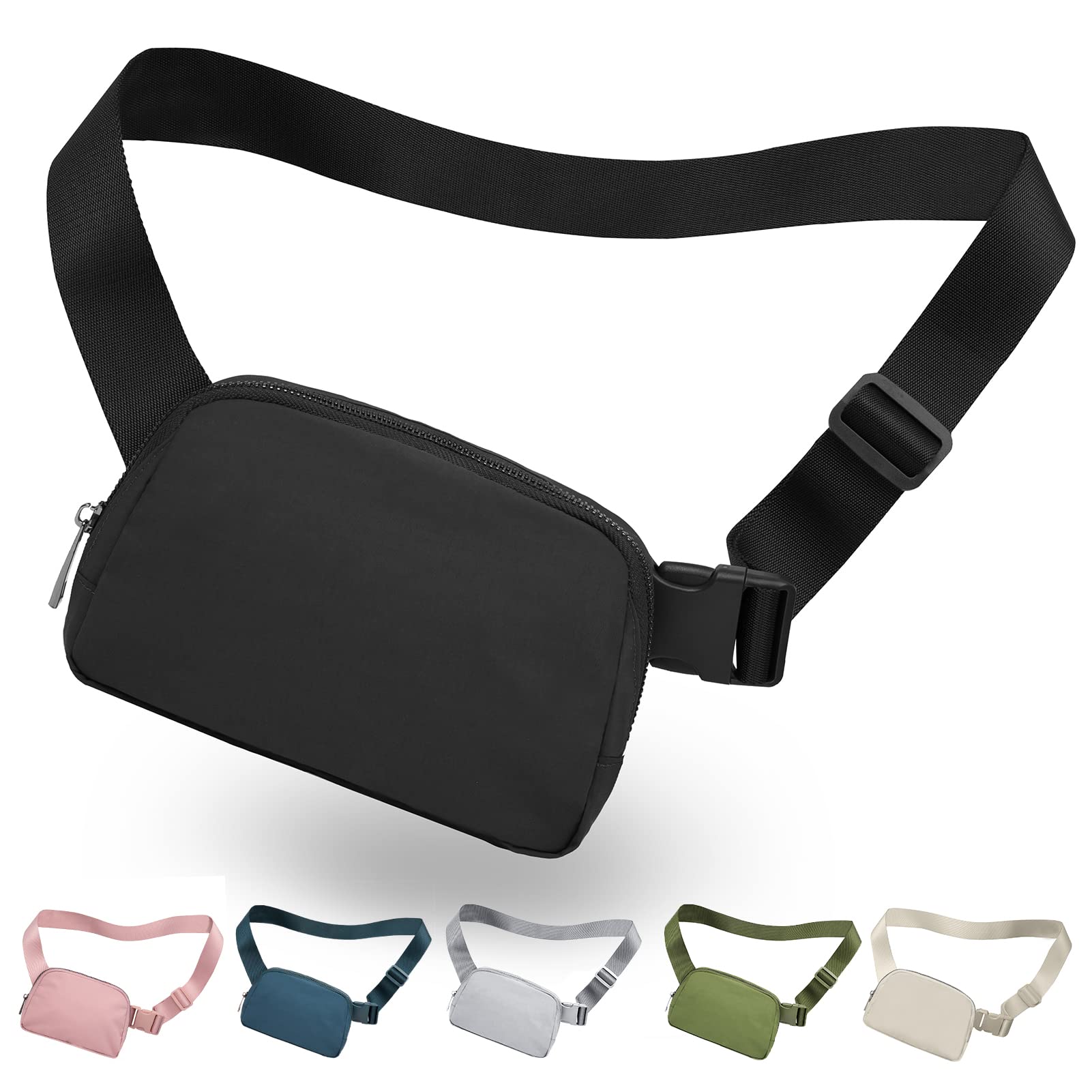 Buy Fanny Pack for Women Men Fashion Small Waist Bag Belt Bag with  Adjustable Strap for Travel Hiking Running, Black, One Size at
