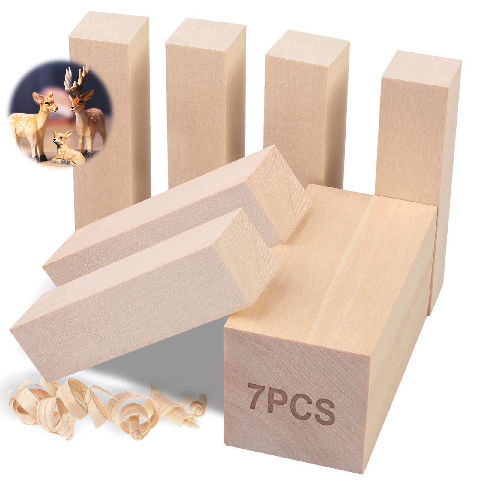 7Pcs Basswood Carving Blocks Whittling Blocks Basswood for Craft Basswood  Carving Wood for Beginner to Expert