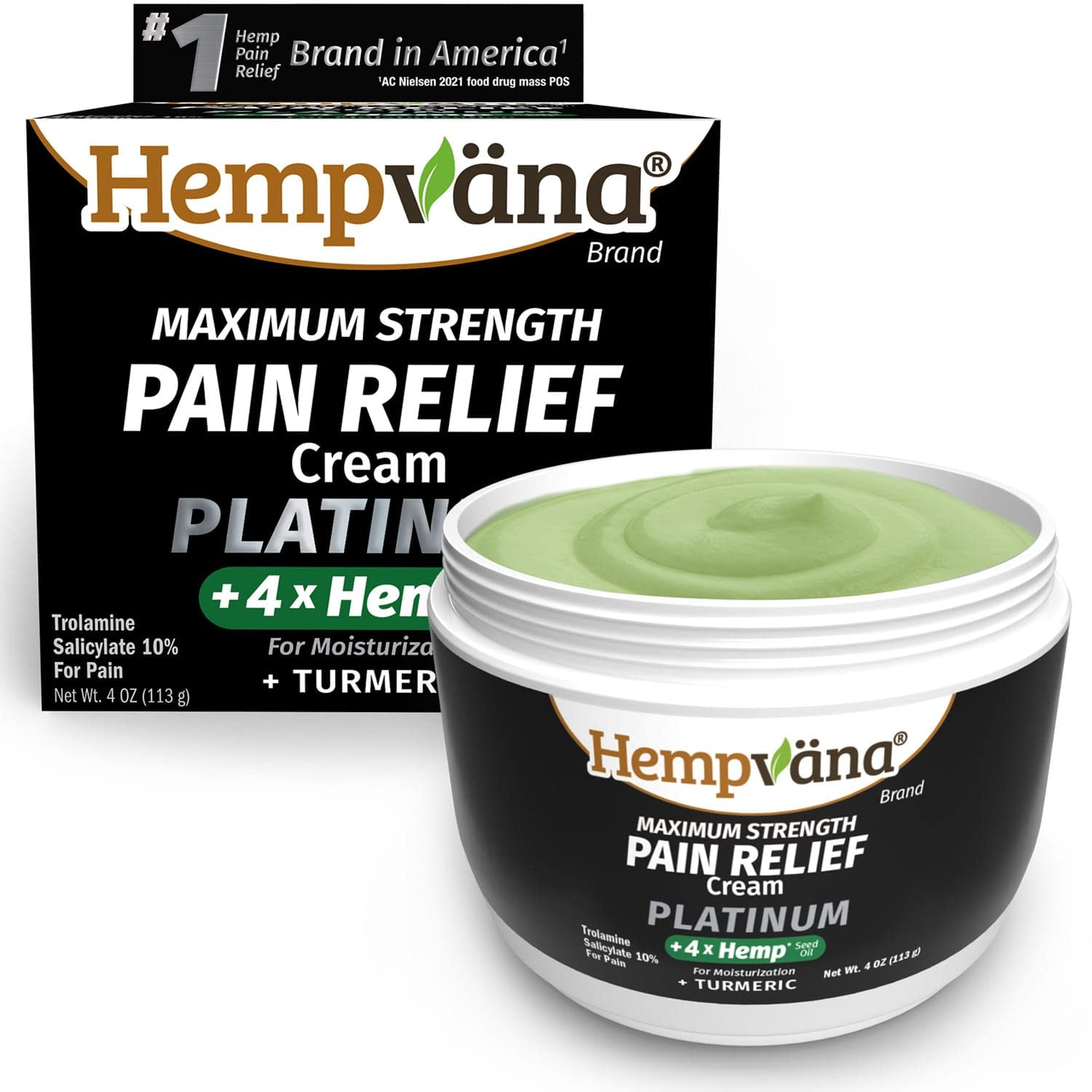 Hempvana Platinum Pain Cream 4oz - Fast Relief for Inflammation, Muscle ...