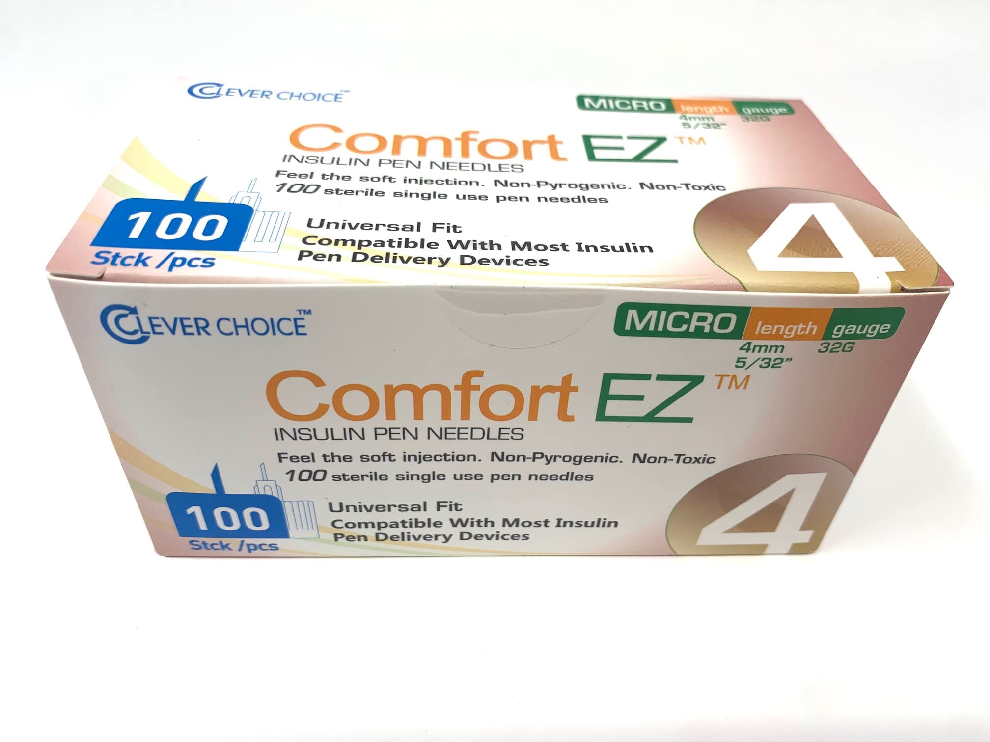  Comfort EZ Insulin Pen Needles, 32G 4mm - 100 per Box