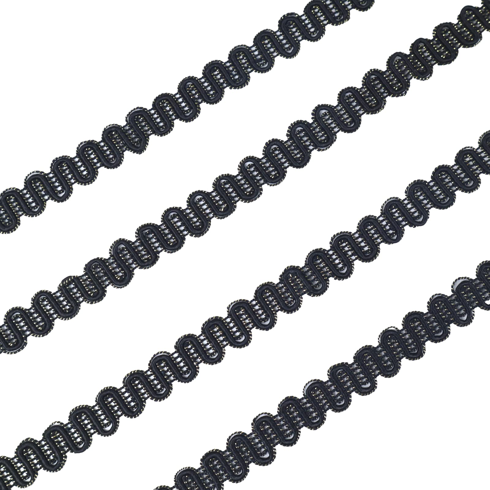 Woven Braid Circle Black Gimp Sewing Upholstery Trim 3/4\