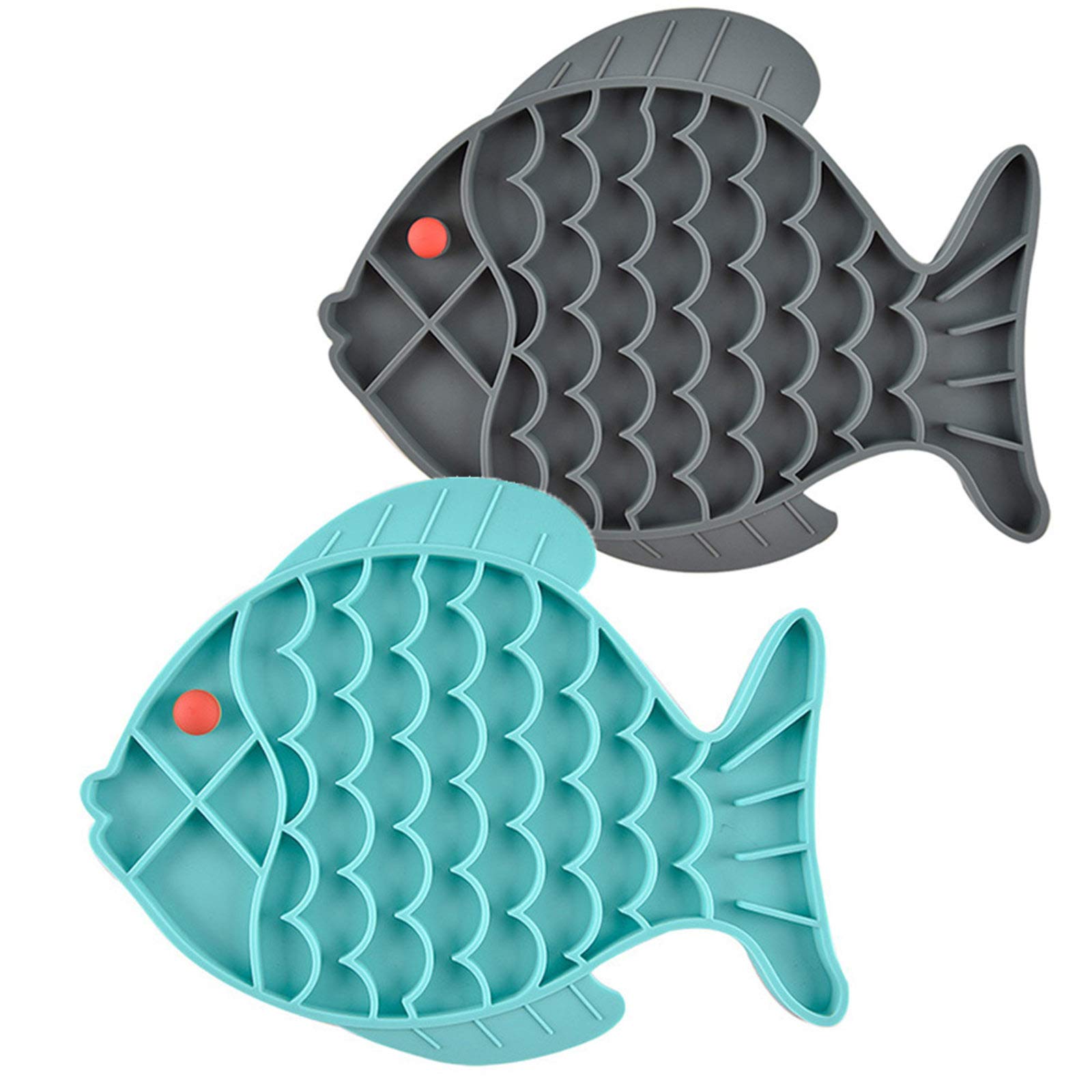 Cat Slow Feeder Bowl Fish-Shaped Cat Puzzle Feeder Food Mat for Small Dog & Cats  Slow Eating, Cat Treat Toy, Anxiety Relief 2 Pack