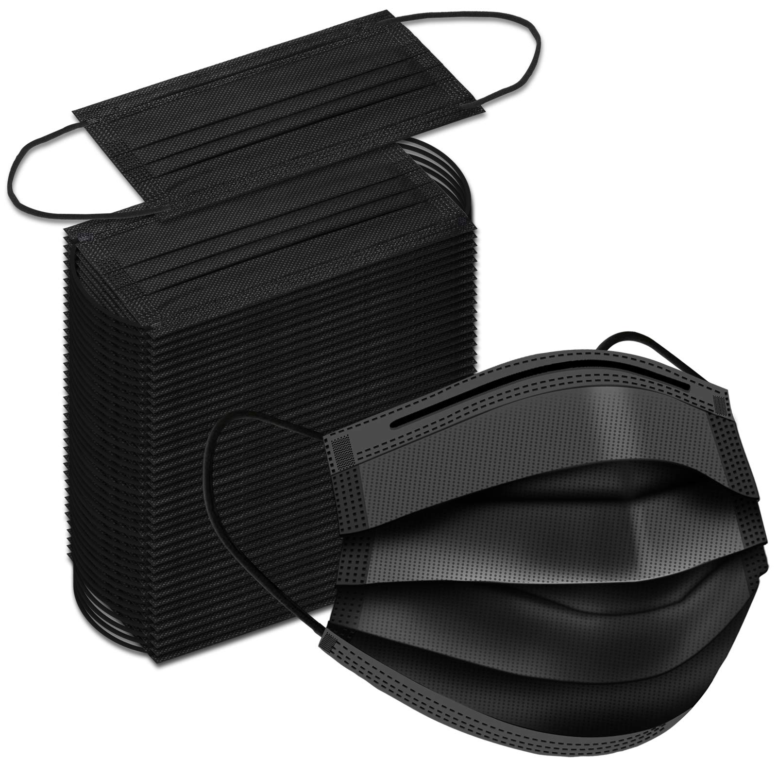 Black Disposable Face Masks 100 Pack Black Face Masks 3 Ply Filter ...