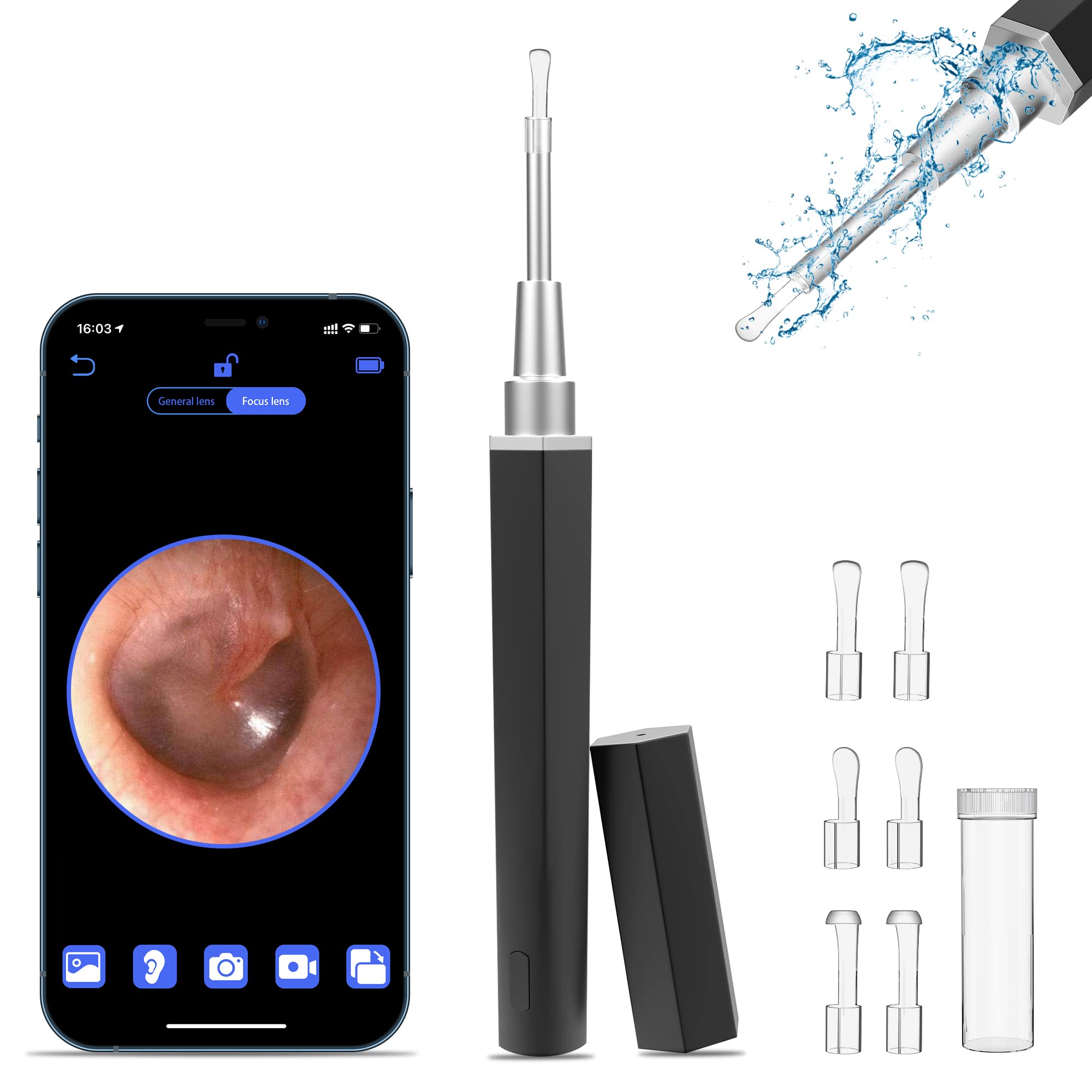 Ear Wax Removal Ear Cleaner with Camera Earwax Remover Tool Ear Camera  Otoscope kit with Light Ear Wax Camera with 6 Ear Spoon for Kids Adults &  Pets