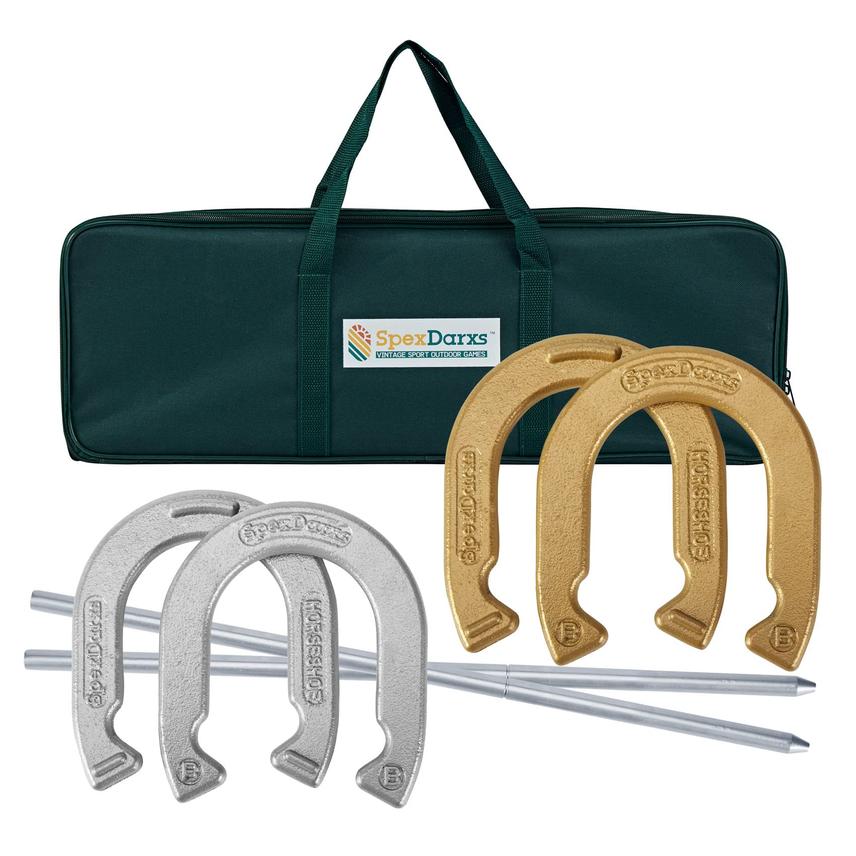 SPEXDARXS Horseshoes Set, Lawn Horseshoes Outside Game Set for