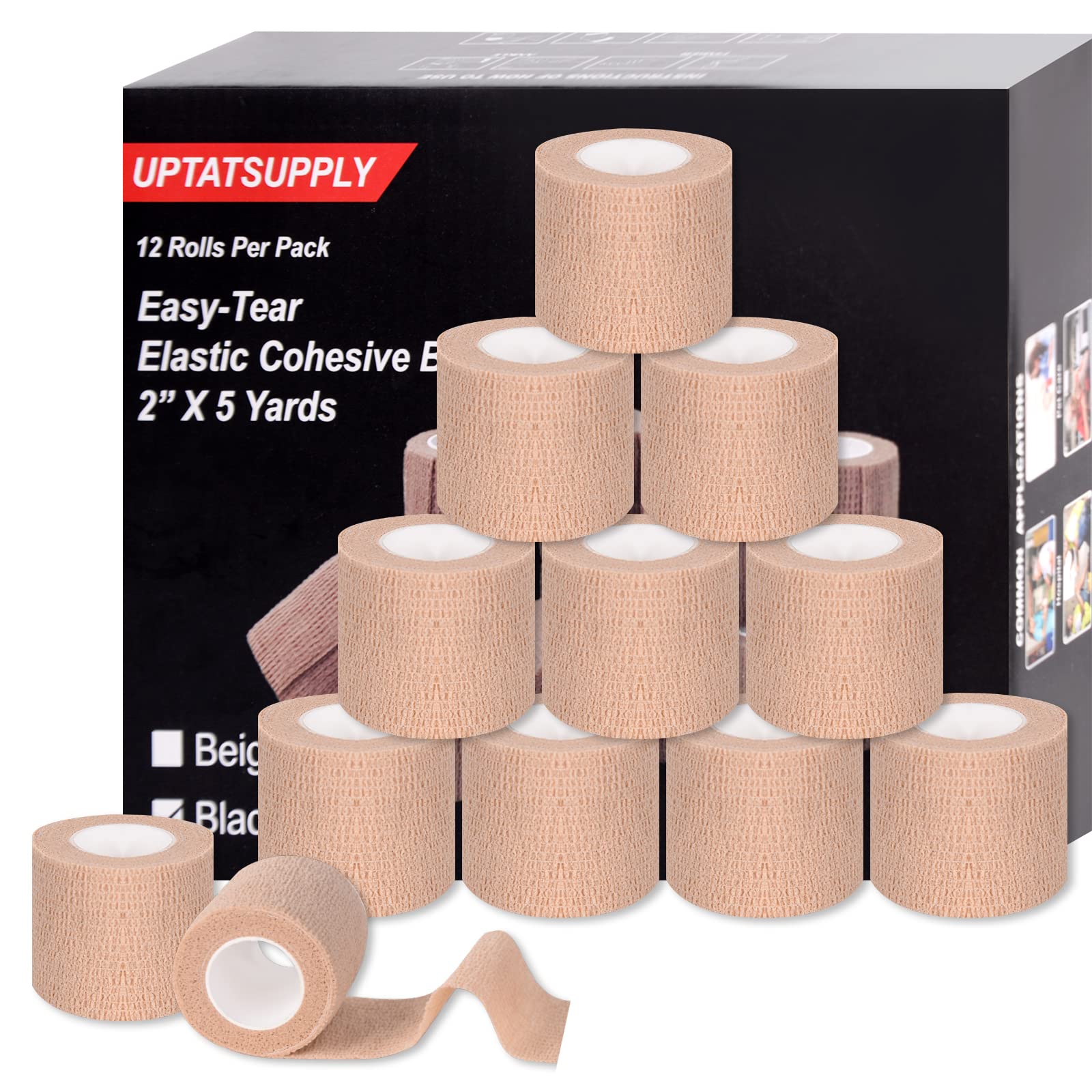 thumbnail image 2 of 24 Pack 2"x5 Yards]Self Adhesive Bandages Pre Wrap, Athletic Elastic Cohesive Bandage Sports Injuries Treatments Recovery First Aid Tape Vet Wrap Cat 2 of 14