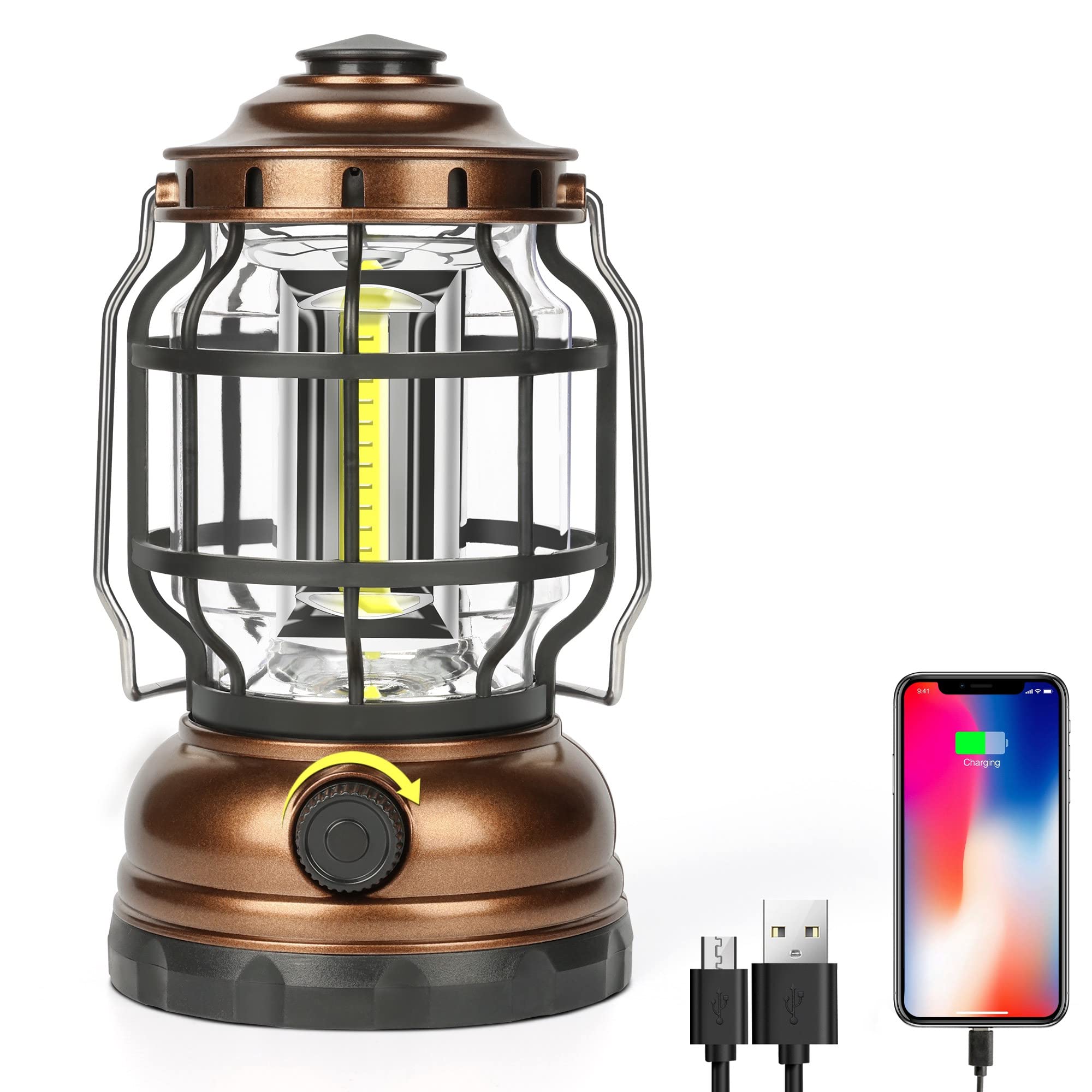 Camping Lantern Rechargeable, 1500LM Dimmable LED Vintage Lanterns
