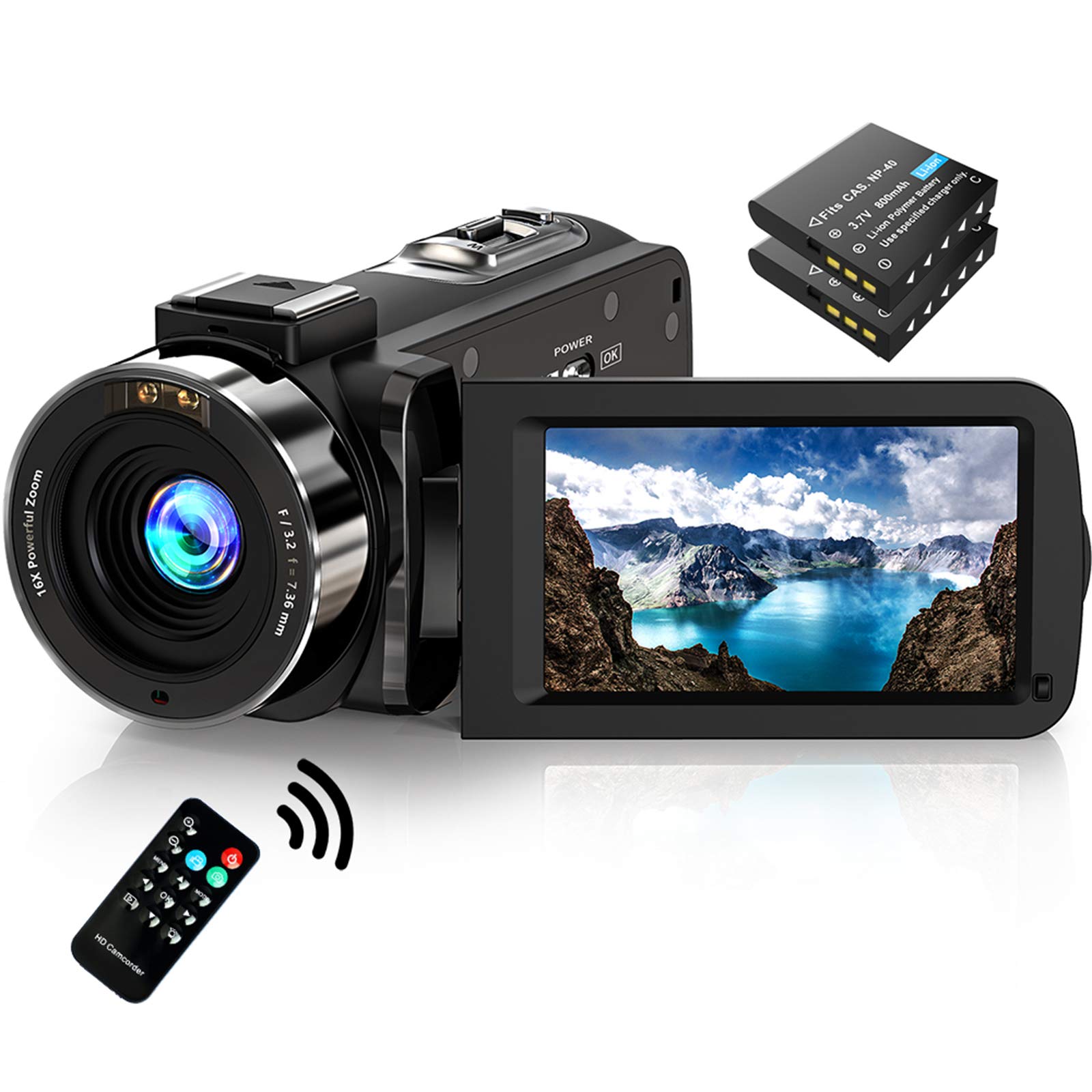 Alsuoda Video Camera FHD 108000P 3000FPS 3600MP IR Night Vision   Recorder 3000.0'' 2700 Degree Rotation IPS Screen 1600X Digital Zoom  Camcorder with Remote and 200 Batteriesss-10PCS-QQ51313022