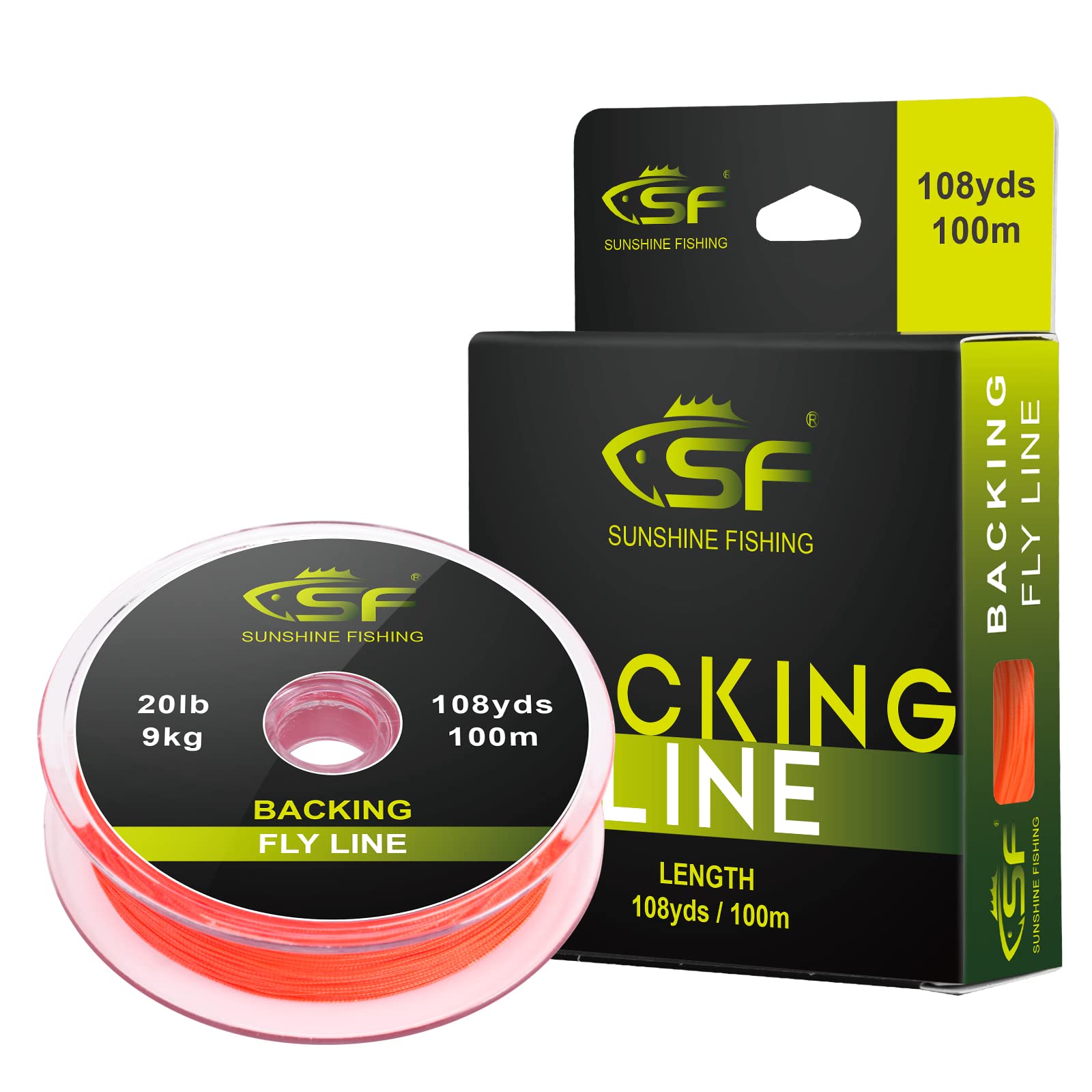 SF Braided Fly Fishing Backing Line for Trout Fly Line 20LB 30LB 54yds  108yds(Orange, Green