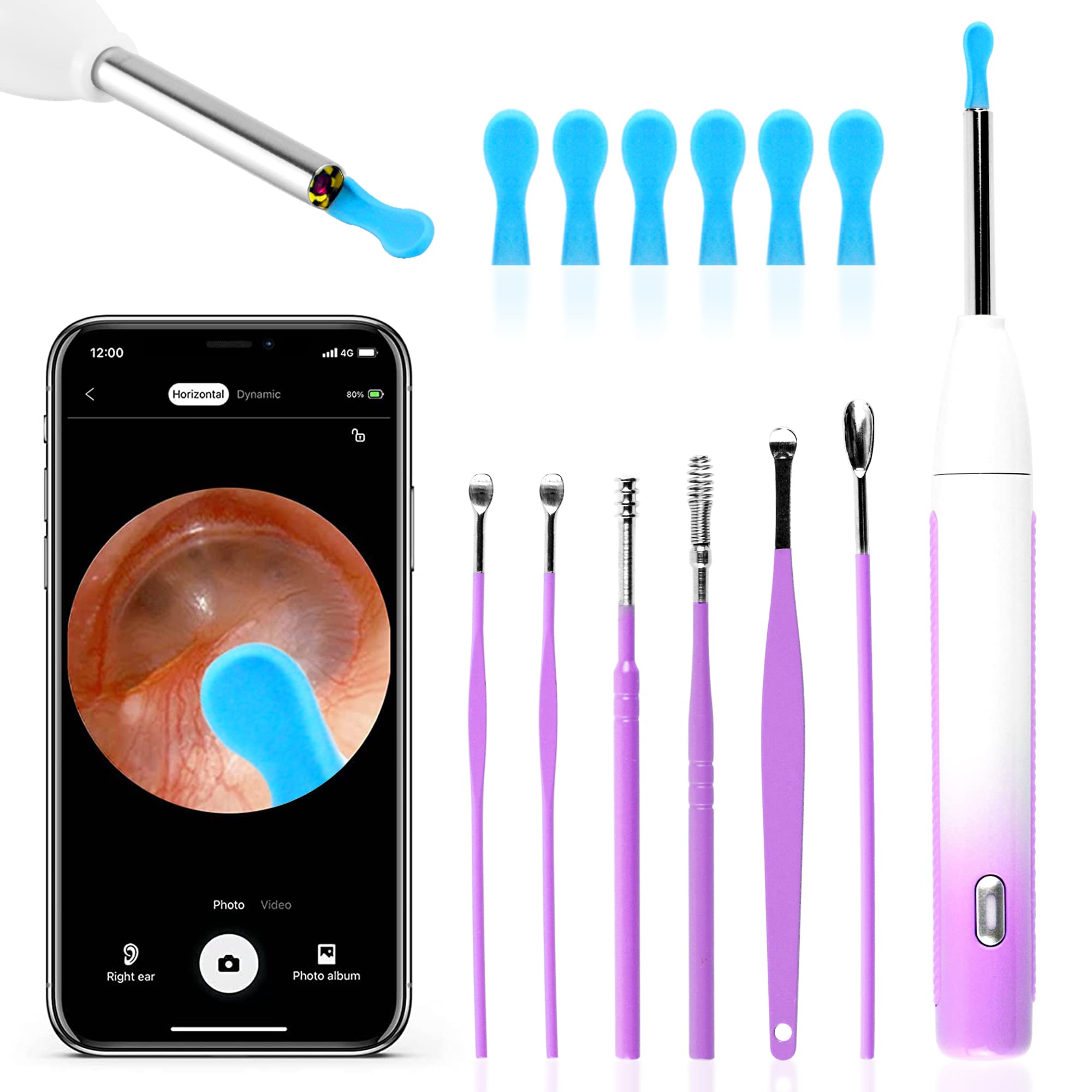 YEOUEOZ Ear Wax Removal Tool, Ear Cleaner with 1920 HD Camera, Wireless  Visual Ear Camera Kit with 6 LED Lights, Rechargeable Ear Cleaning with 6  Ear