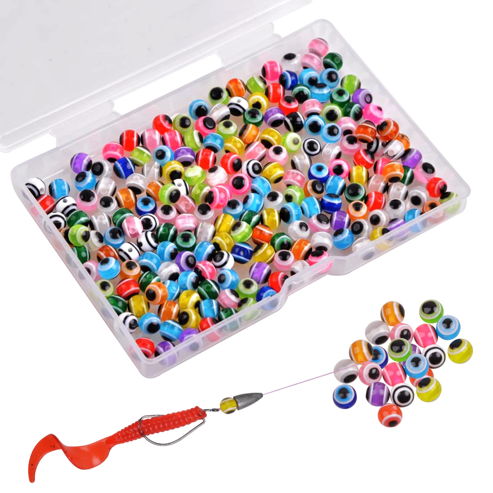 JSHANMEI Fishing Eye Beads Fishing Bait Eggs Kit Assorted Fishing Line  Beads Plastic Round Mixed Color