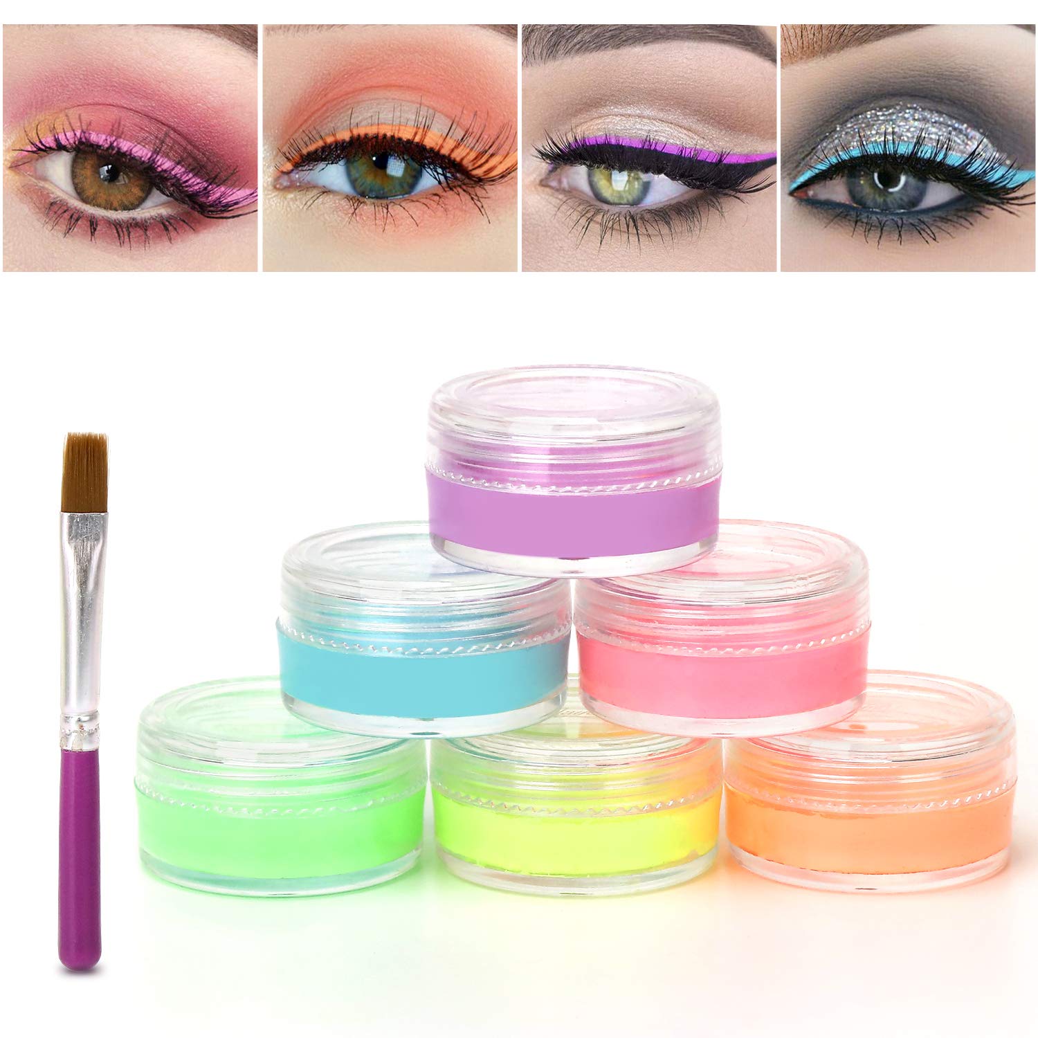 Maydear 6 Colors Water Activated Eyeliner gel Set-UV Blacklight
