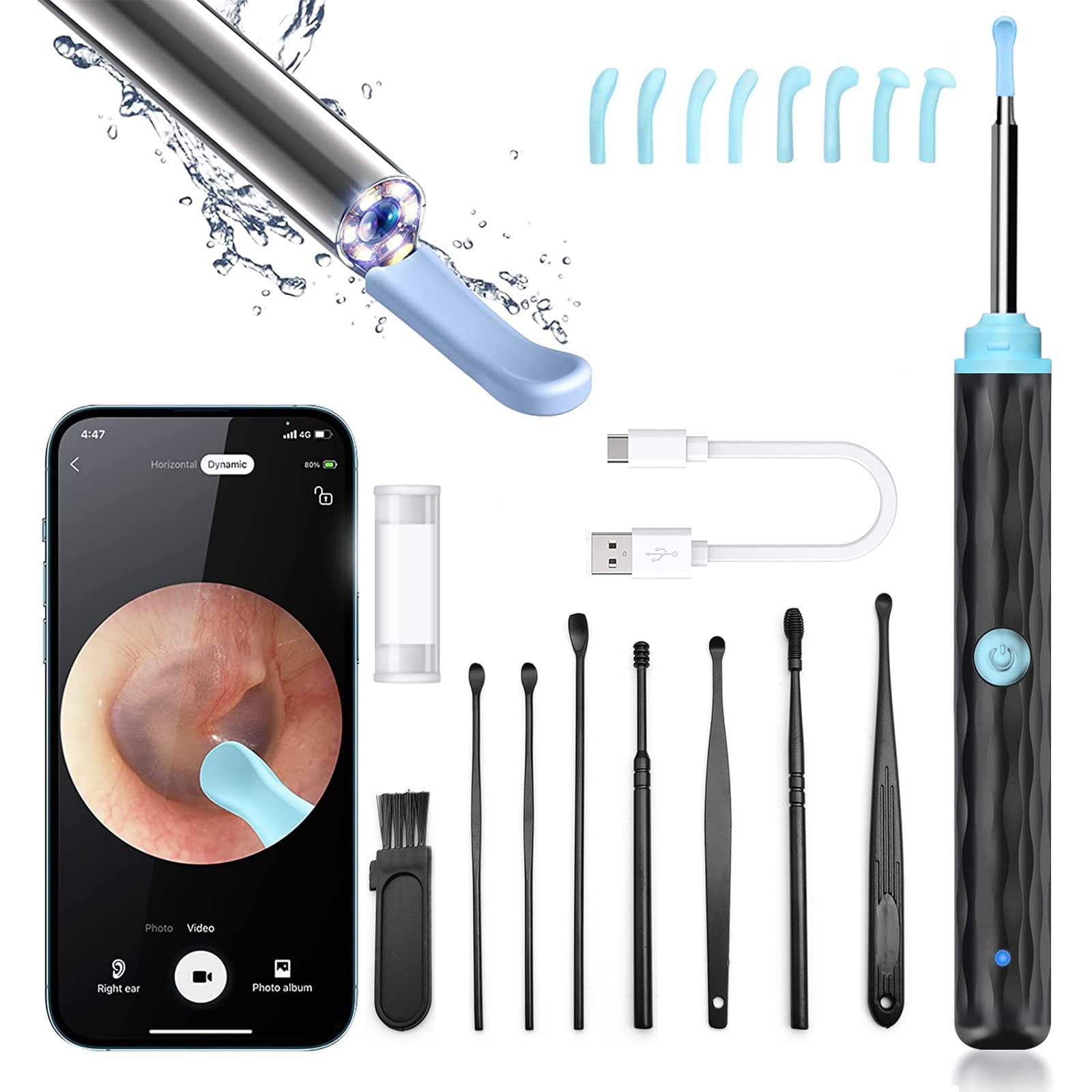 Ear Wax Remover Ear Wax Removal Tool Ear Cleaner with Camera 7 Ear Scoop Ear  Wax Removal Kit Ear Wax Cleaner with Camera and Light 1296P Ear Camera Ear  Cleaner for iOS