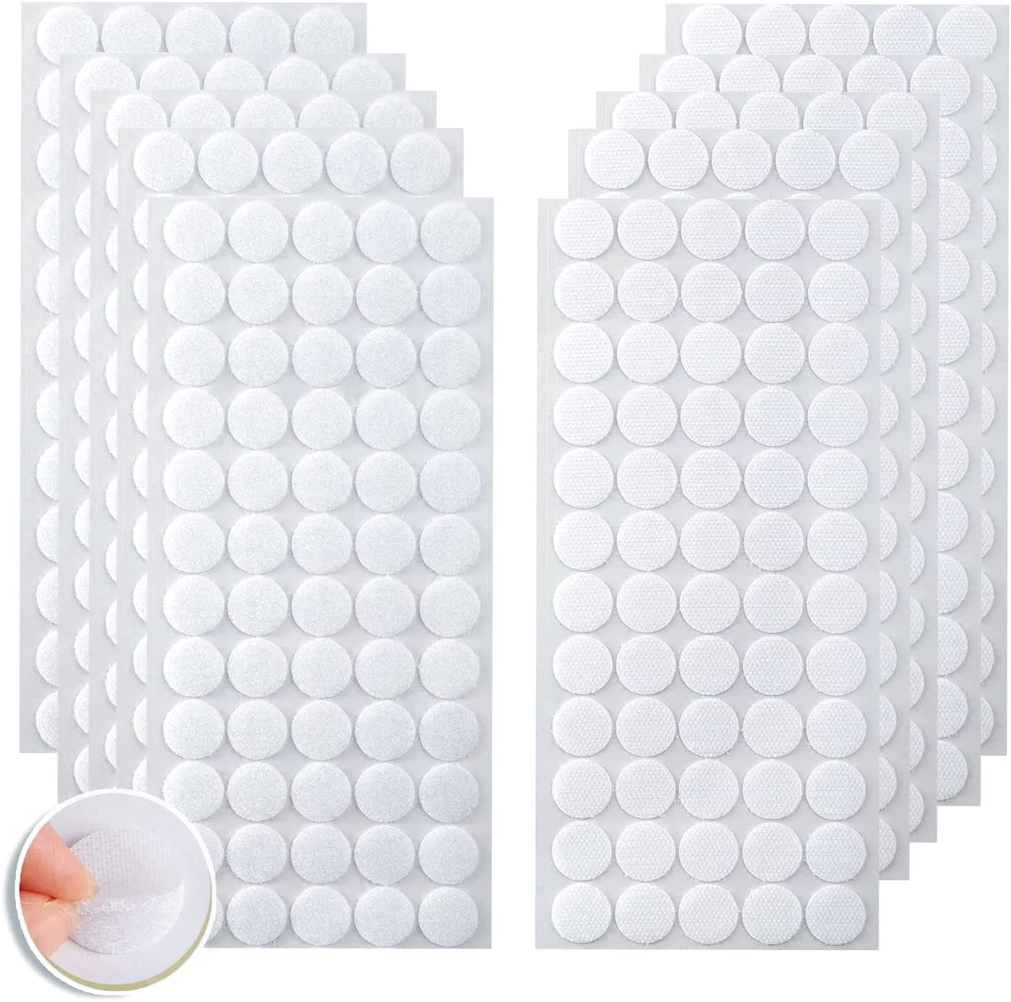  Hompie 400pcs (200 Pair Sets) 15mm Diameter Sticky Back Hook,  Self Adhesive Dots Loop Tapes for DIY Crafts Office Classroom (White) :  Arts, Crafts & Sewing