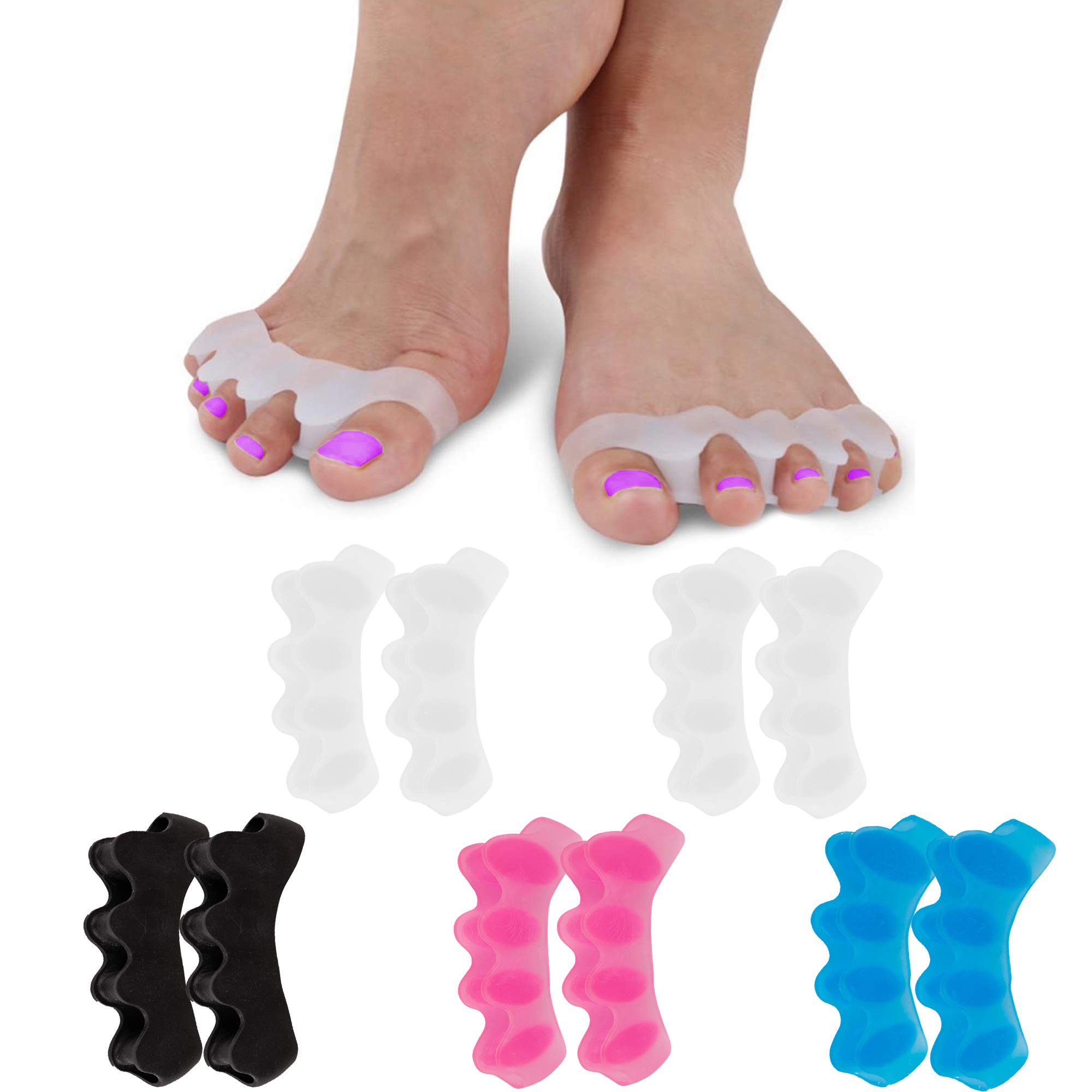 5 Pair) Toe Separators, Spacers, Straightener, Stretcher, Spreader, Yoga  for Overlapping Toes and Restore Crooked Toes