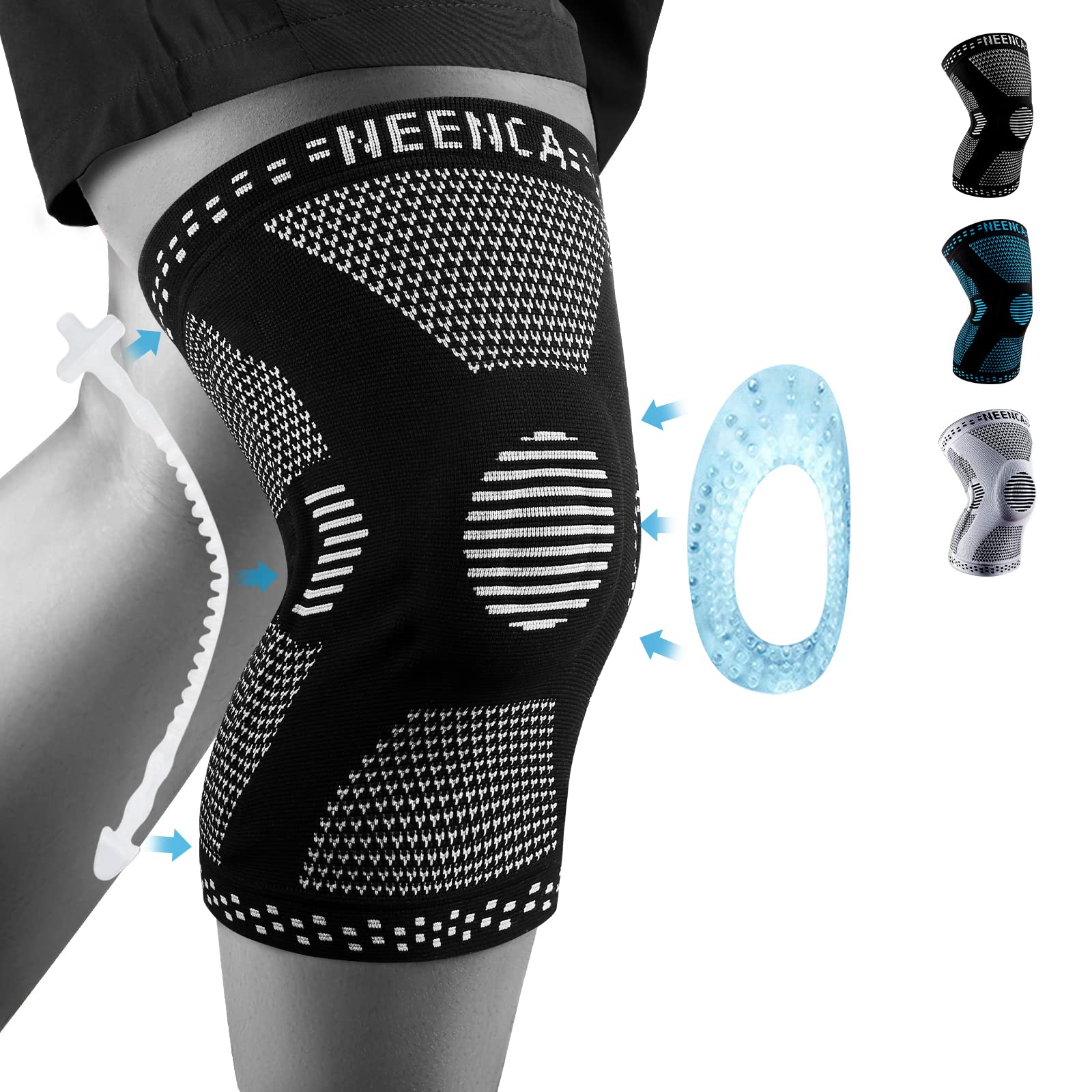 NEENCA Professional Plus Size Knee Brace, Knee Compression Sleeve for  Larger Legs and Bigger Thighs, Medical Knee Support for Knee Pain Relief,  Injury Recovery, Sports Protection, Single 4XL Black 4XL