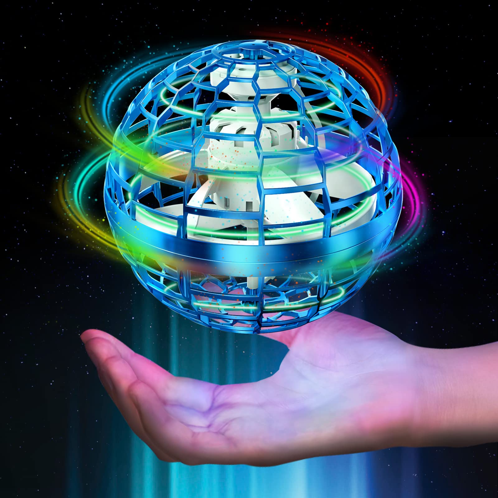 Lmgy Flying Ball Toys- 2023 Upgraded, Built-in RGB Lights Spinner 360°  Rotating,Spinning UFO Safe for Kids Adults Magic Flying Toys Outdoor