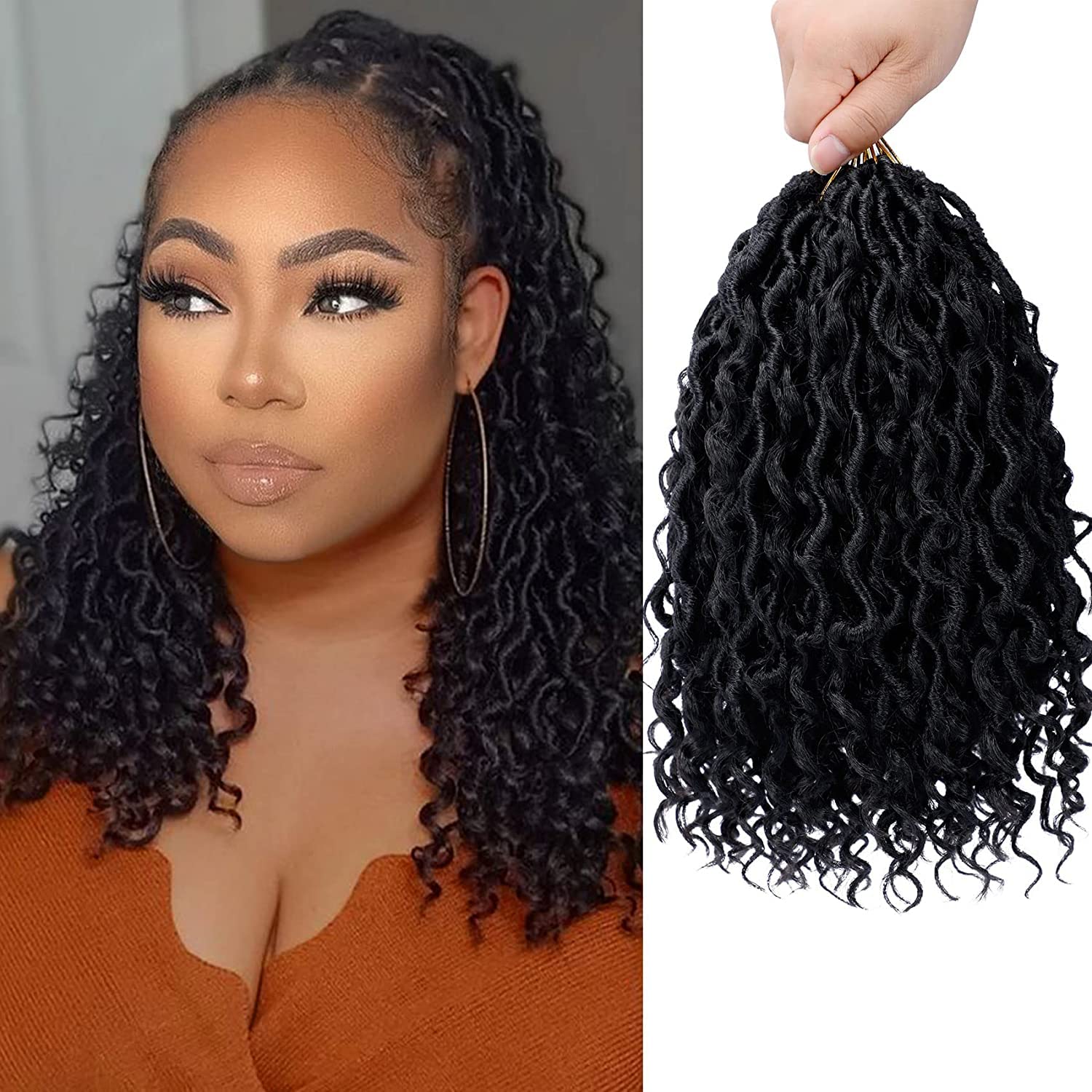 6 Packs Faux Locs Crochet Hair 12 Inch, Wavy Crochet Faux Locs