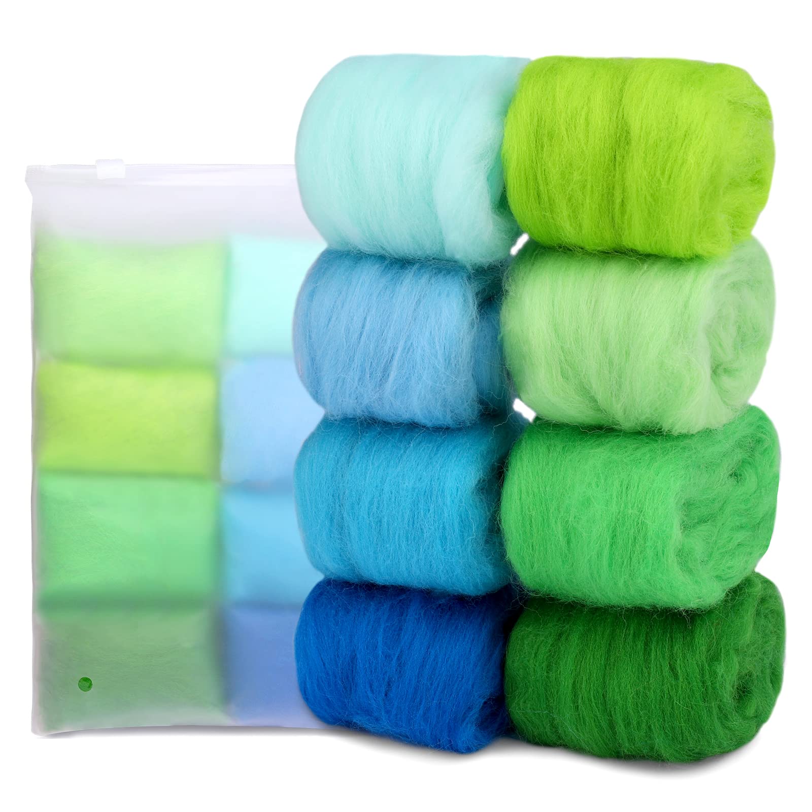 Needle Felting Wool, 3.5 Oz Nature Fibre Wool Yarn Roving (Bright White)