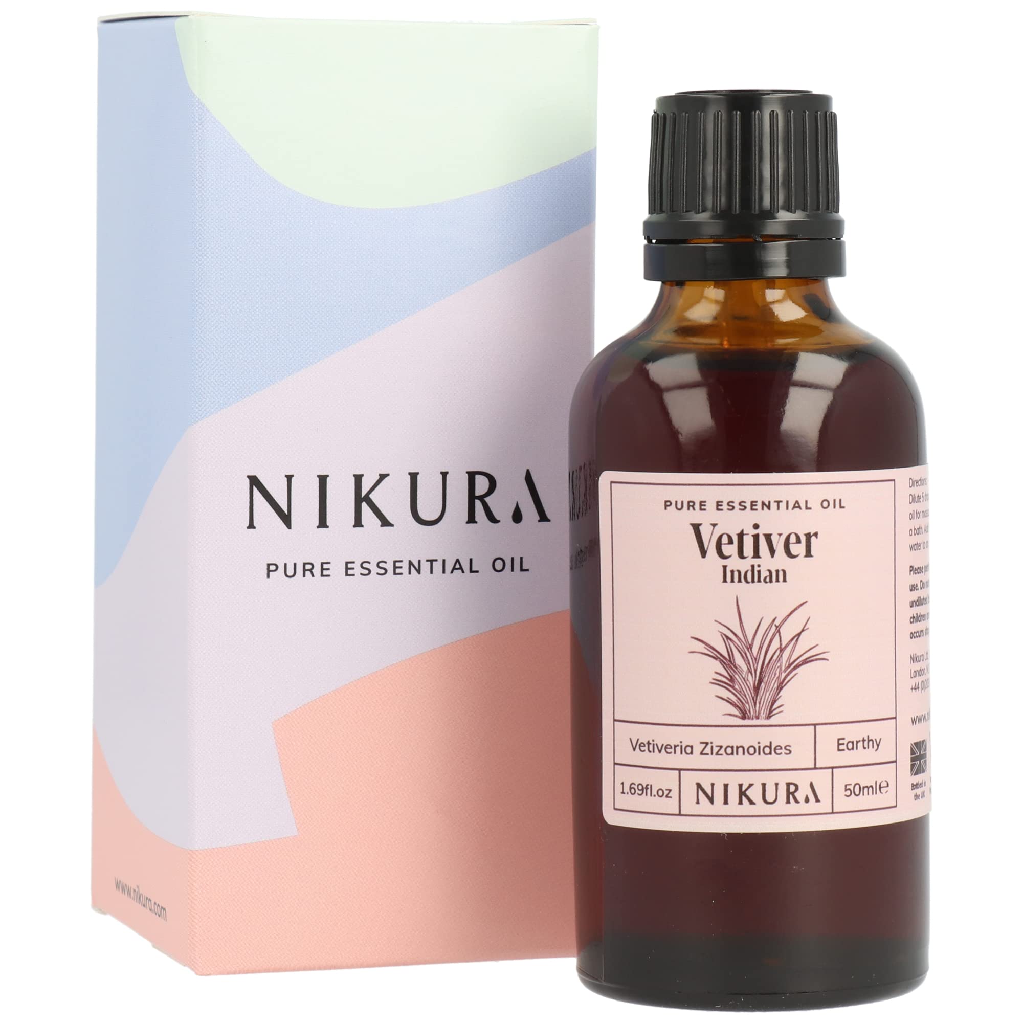 Nikura Vetiver (Indian) Essential Oil 50ml 100 Pure Natural Oils