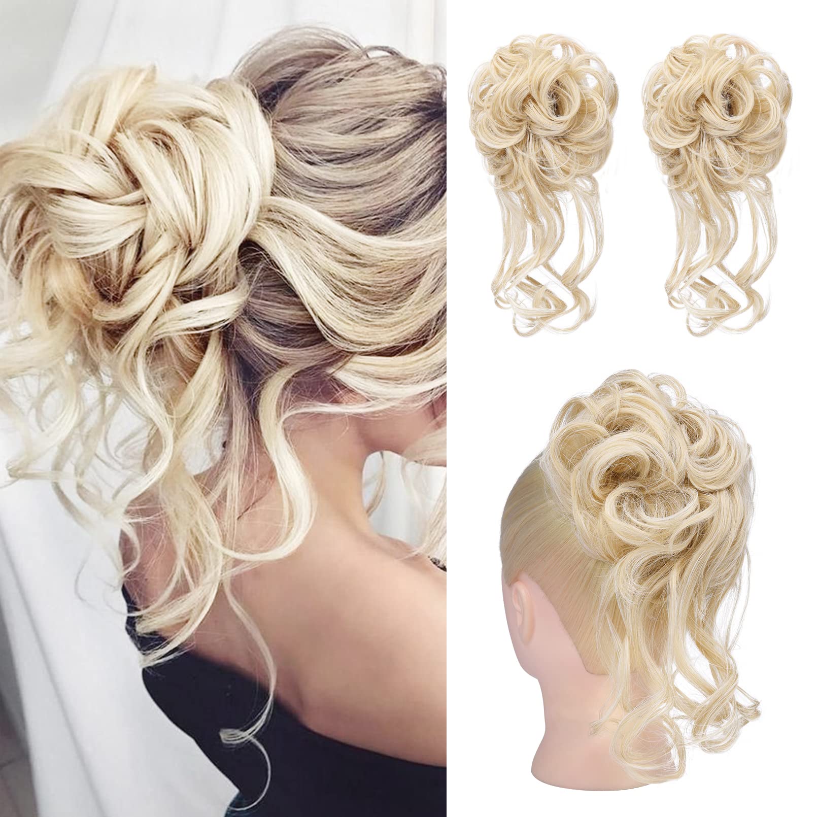 CJL HAIR Messy Hair Bun Hair Piece Tousled Updo Scrunchies with Extra Hair  Braids Ponytails Extension Synthetic Hairpiece for Women Girls : :  Beauty