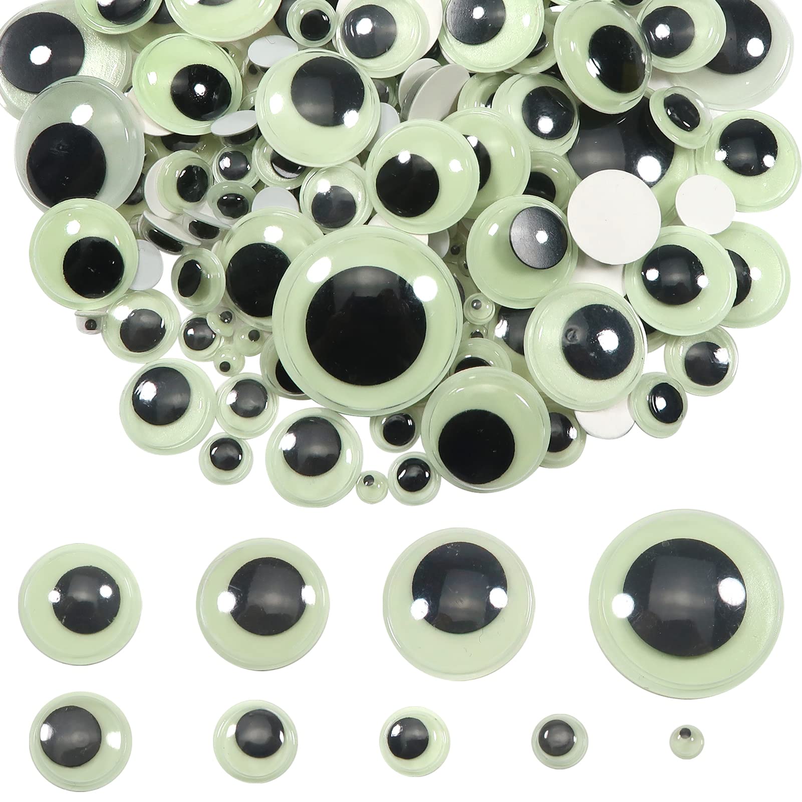TOAOB 200pcs Glow in The Dark Wiggle Googly Eyes Self Adhesive Luminous Googly  Eyes Assorted Sizes Plastic Sticker Eyes for DIY Crafts Scrapbooking  Decoration