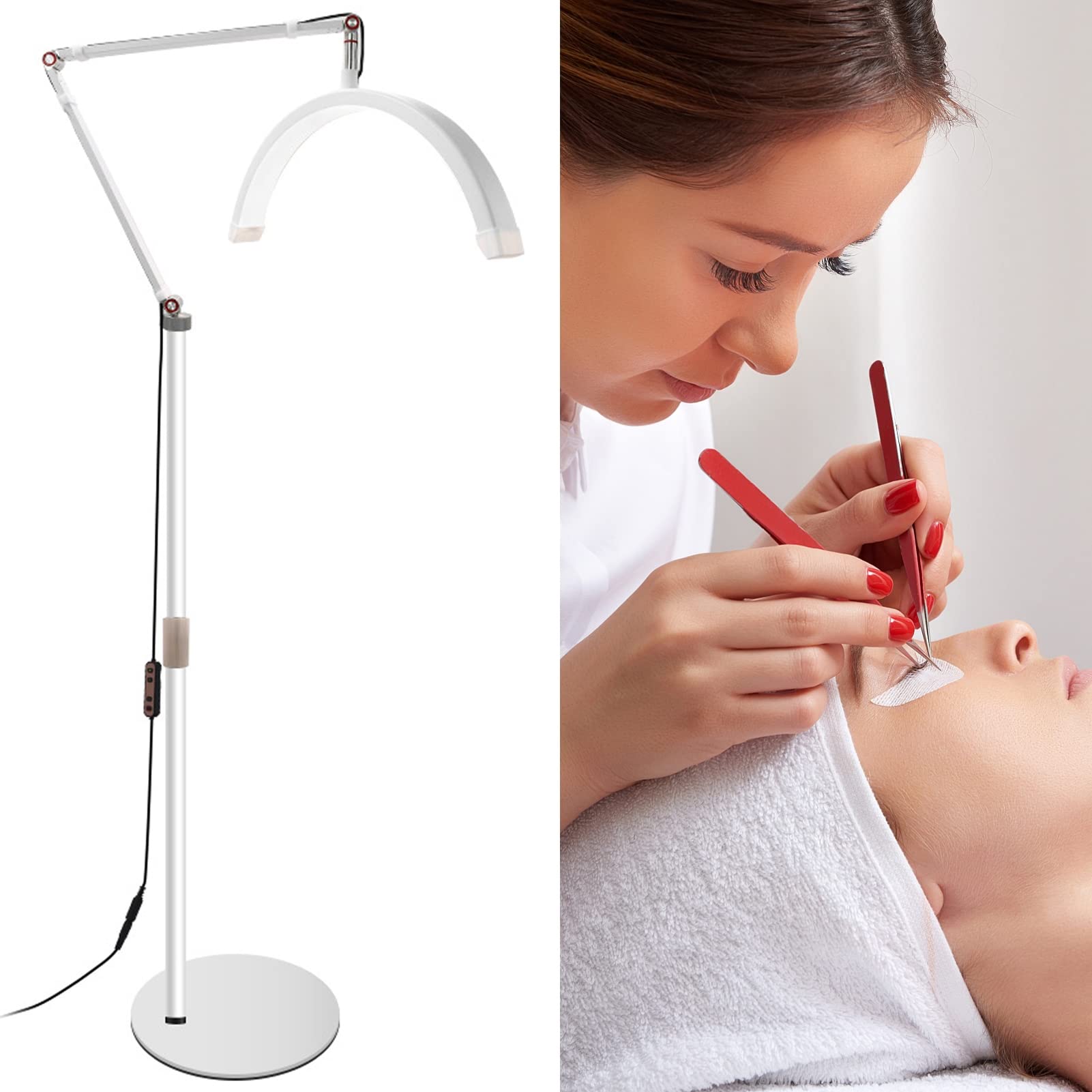 QCQDL Lash Lamp for Eyelash Extensions, LED Lash Light, Half Moon Light, Estheticians Light, Eyelash Lamp,White