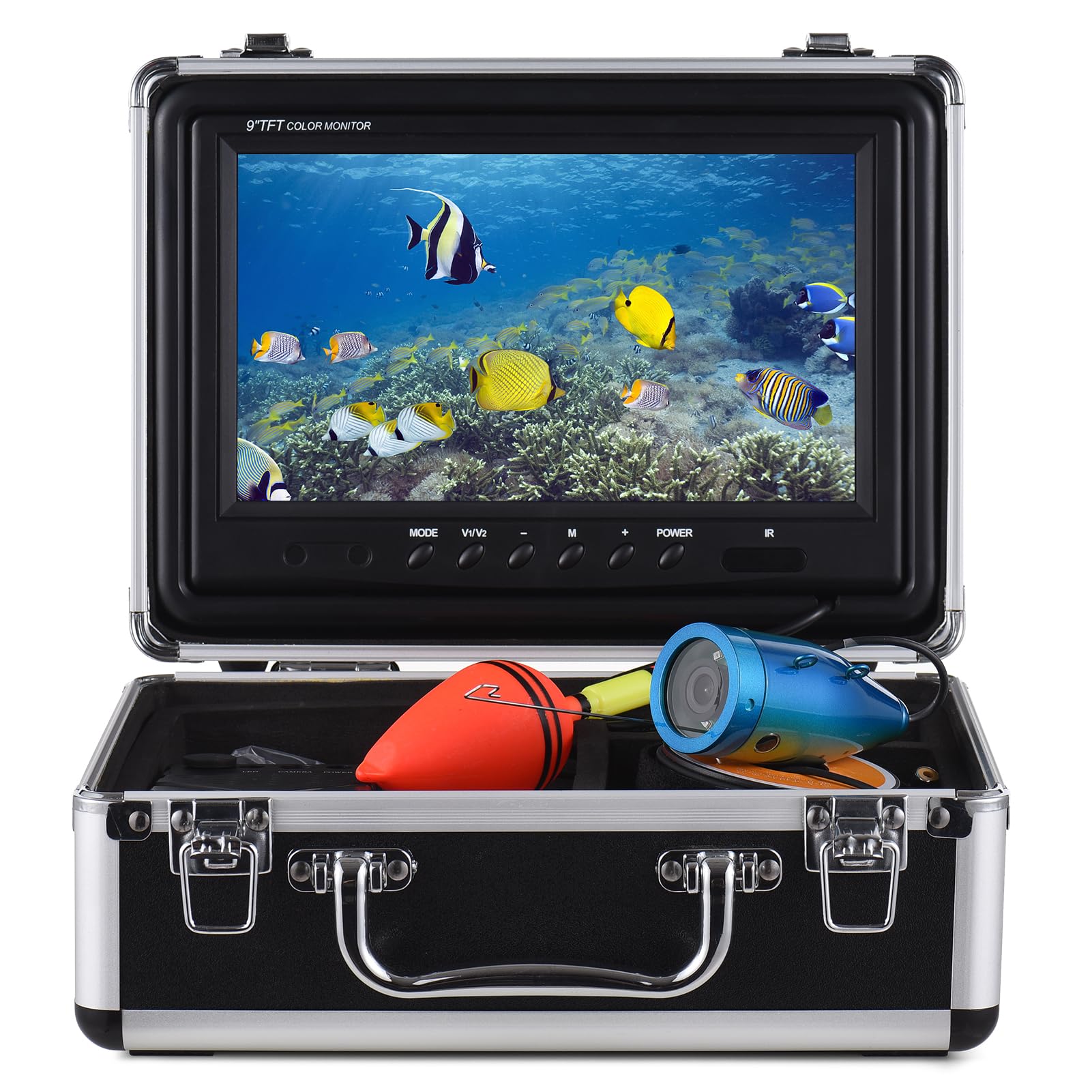 doorslay 1200TVL Underwater Fishing Camera Fish Finder with 12 IR LEDs  7Inch/9Inch LCD Display 15M/30M/50M Cable IP68 Waterproof for Sea Lake Boat  Ice Fishing 9 inch/15m