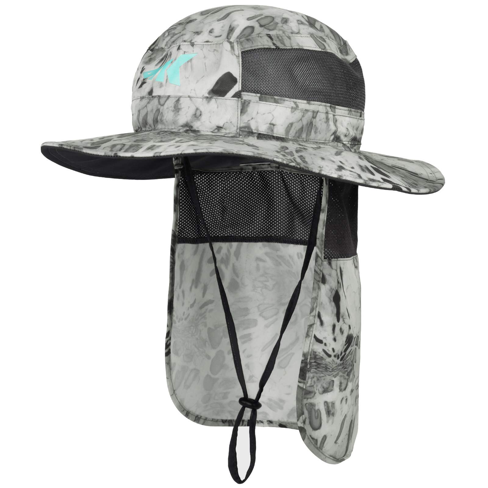 KastKing UPF 50 Boonie Hat Fishing Hat with Removable Neck Flap Sun Hats  for Men A: Silver Mist(with Neck Shield)