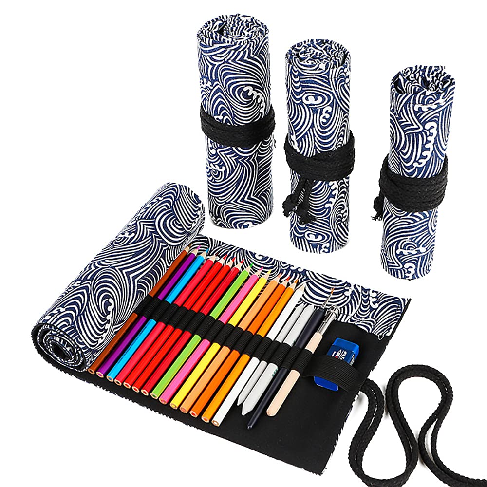 New Canvas Pencil Wrap - Roll up - Pen Holder Case - 36 Slots