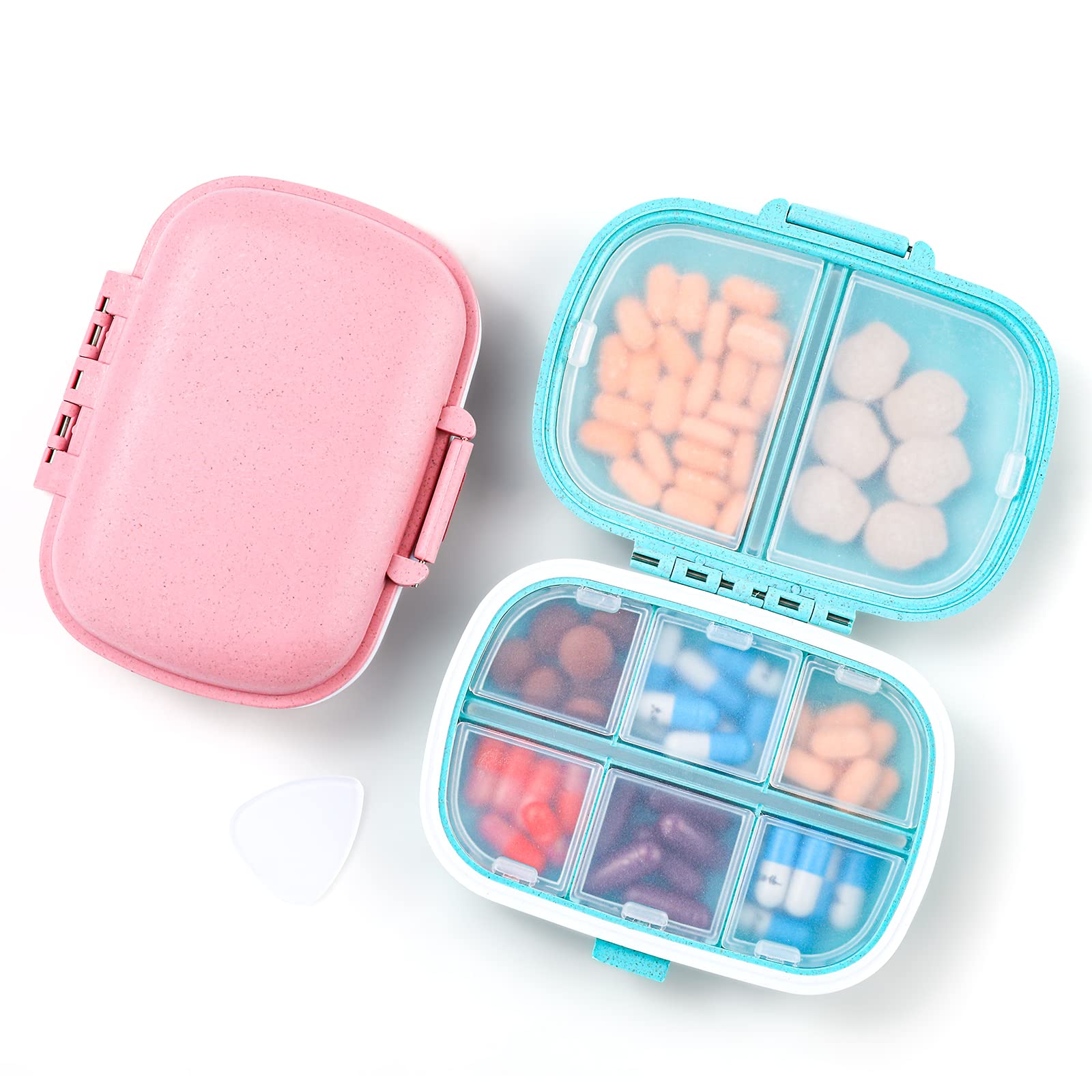 Travel Pill Organizer Rhinestones Moisture Proof 8 Compartment for