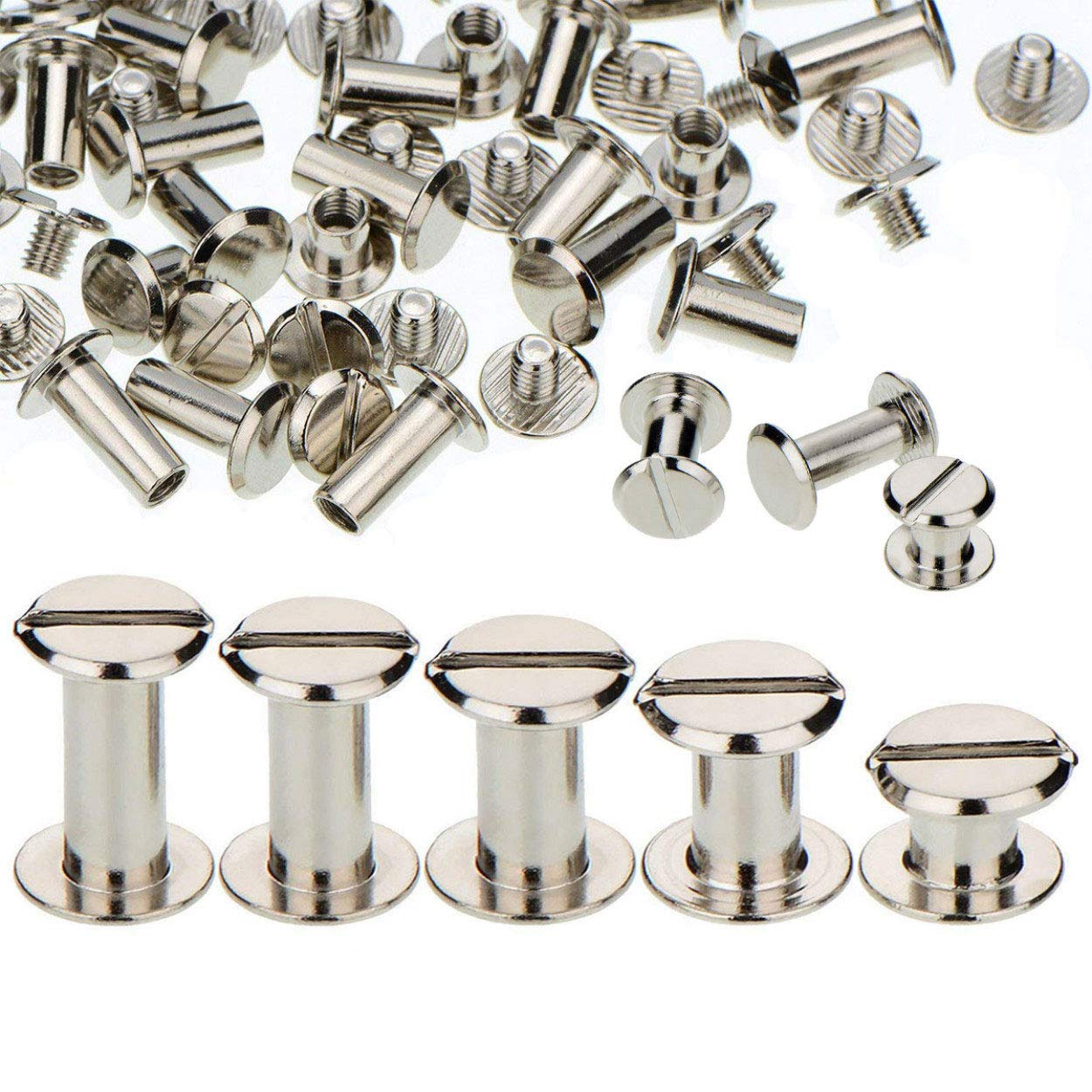 100 Sets Screw Post Metal Chicago Screws Binding Screw Leather Screw Nail  Rivet Button Solid Belt