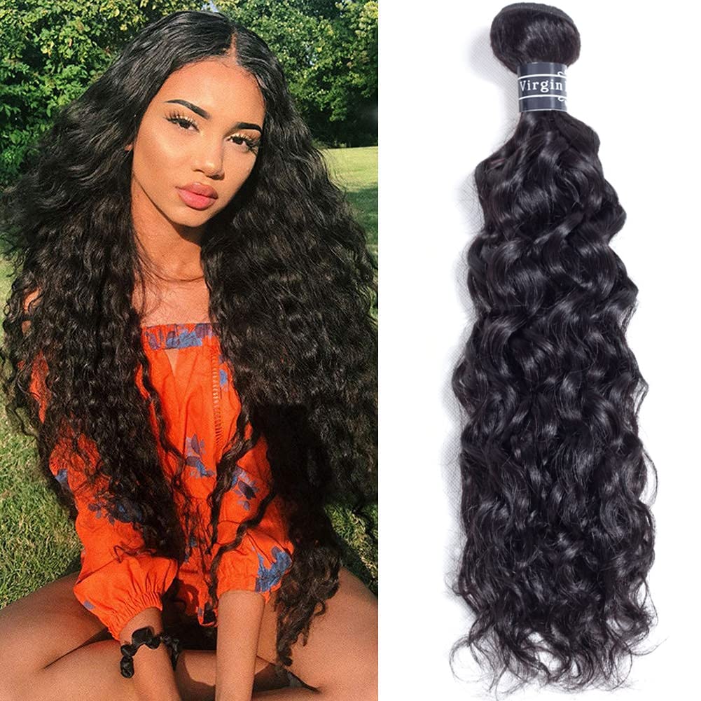 Amella Hair Wet And Wavy Human Hair 1 Bundle 20 Inches 100% Unprocessed Brazilian  Virgin Water Wave Bundles Water Wave Human Hair Natural Black Color Can Be  Dyed Tight And Neat 20