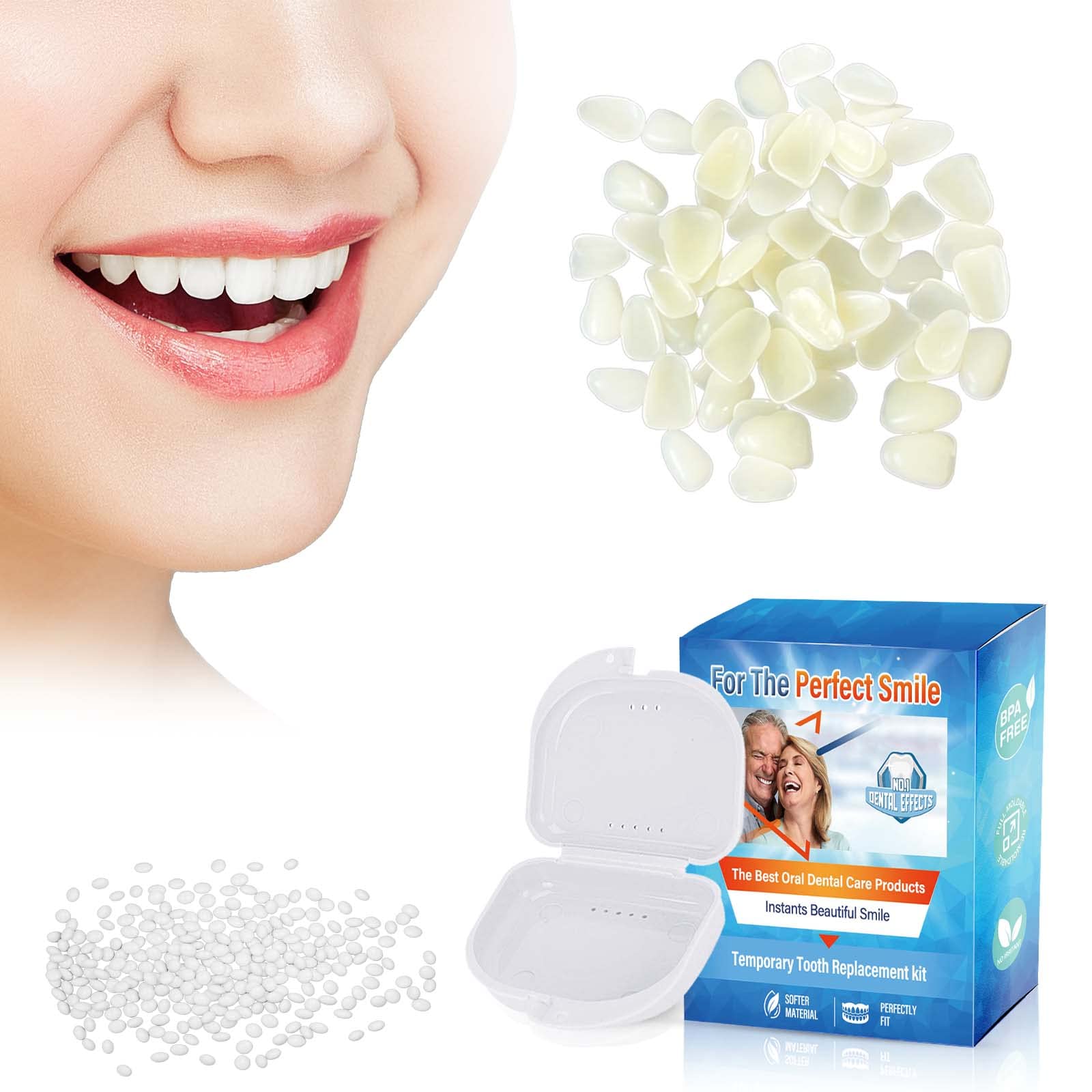 Tooth Repair Kit, Fake Teeth, Moldable False Teeth for Temp Tooth, Fixing  and Filling the Missing & Broken Tooth, Natural 60