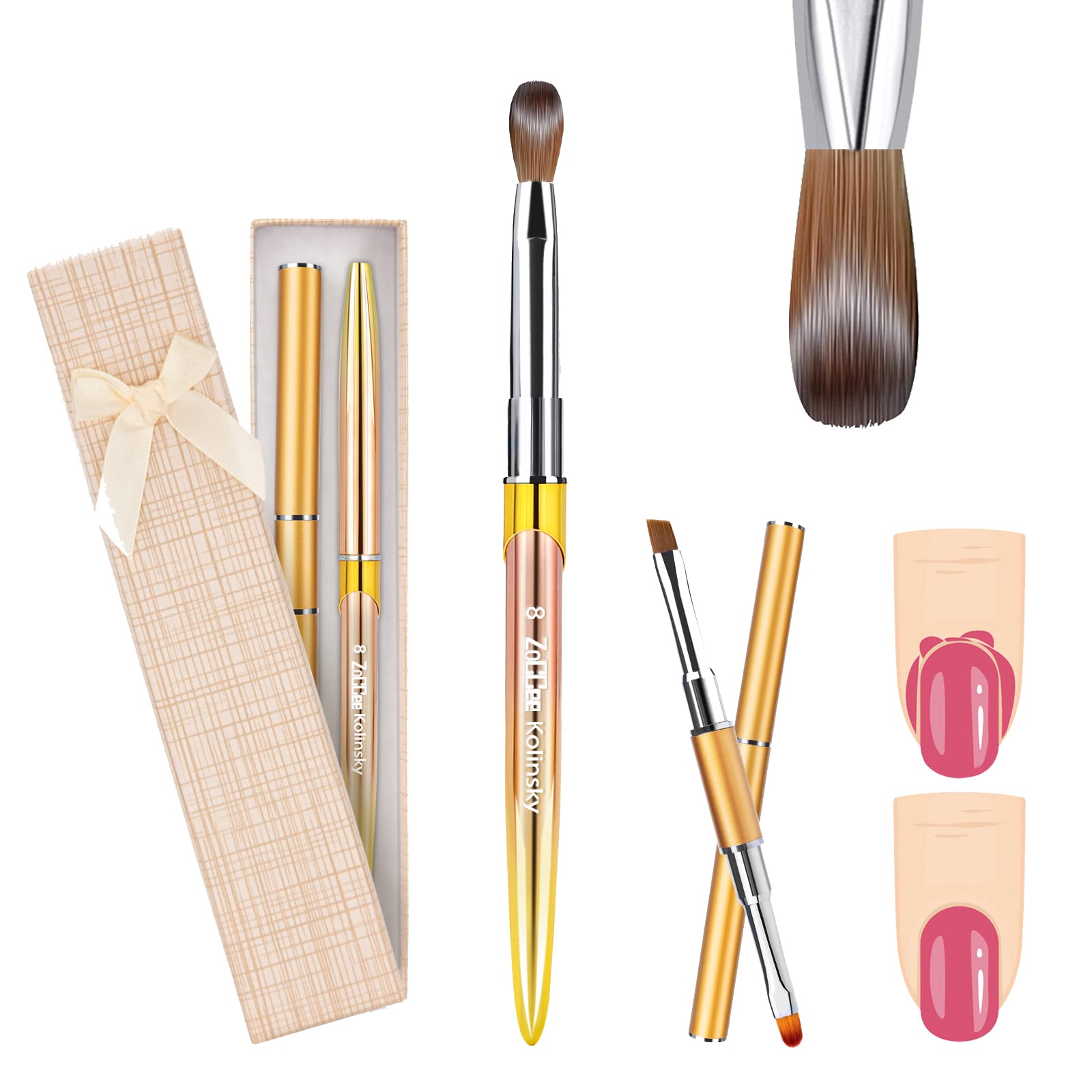 Acrylic Nail Brush Sets - Real Kolinsky Acrylic Brush & Double