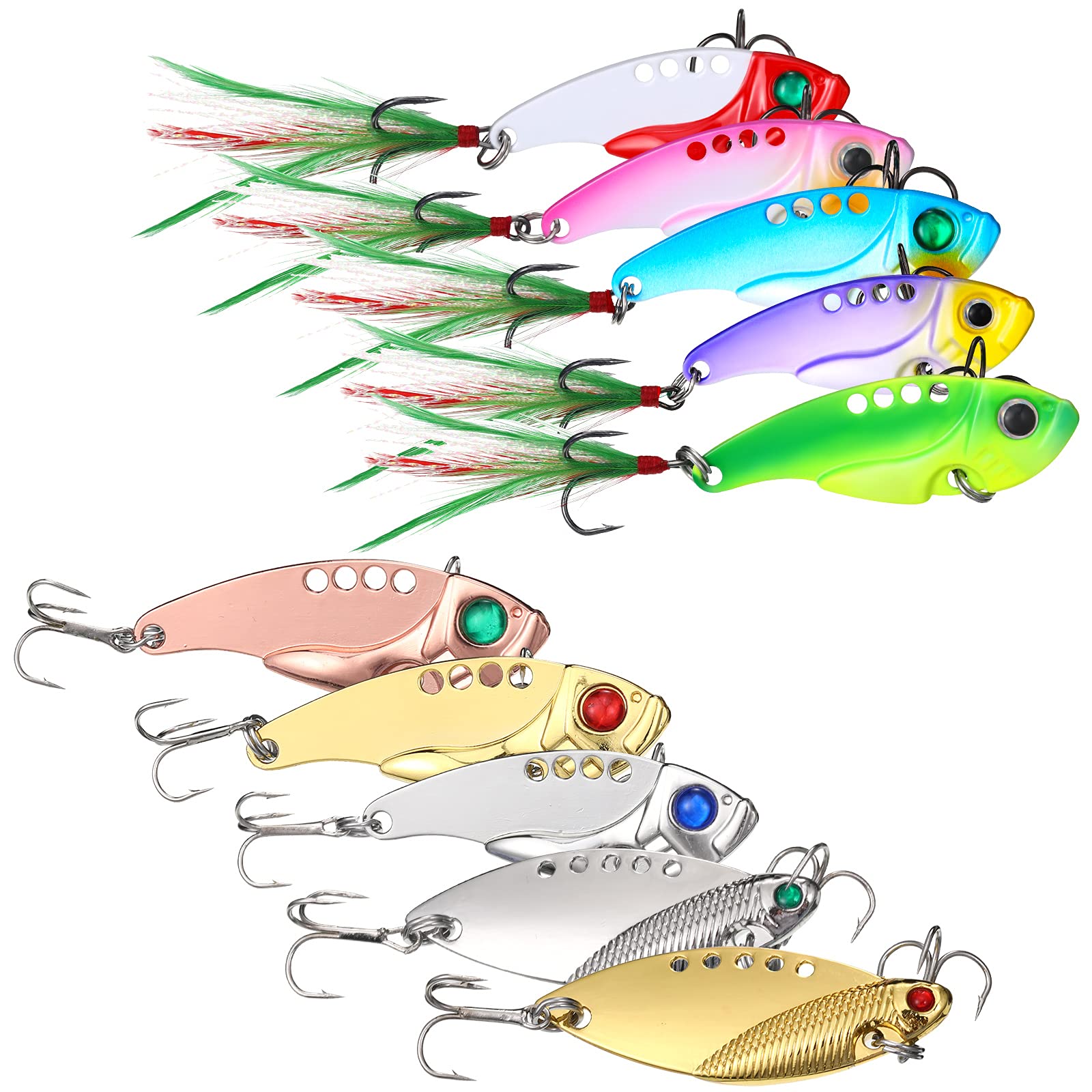 10 Pieces Metal Hard Spinner Blade Bait Fishing Lure Crankbait Bass Fishing  Spinner Blade Spinner Spoon