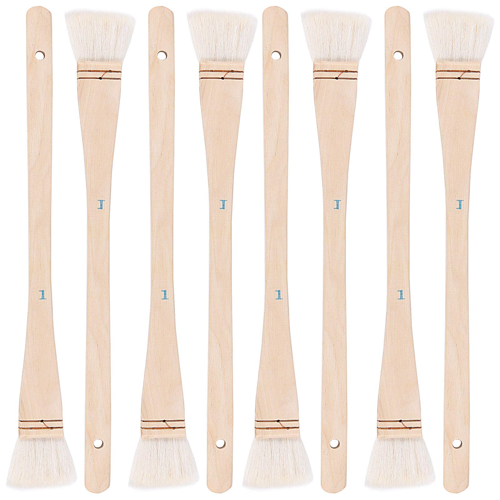 ZEONHEI 8 PCS 1 Inch Flat Hake Brushes Soft Goat Hair Brush and Hake Paint  Brush with Solid Wooden Handle Hake Brush Set for Watercolor Pottery  Painting Arts 8 1 Inch
