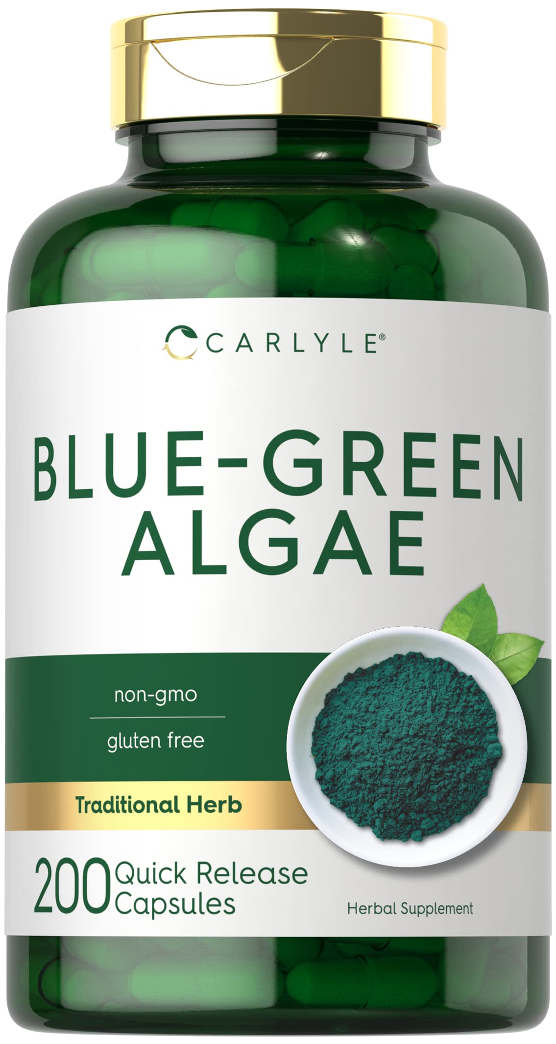 Carlyle Blue Green Algae 500mg 200 Quick Release Capsules Chlorella 