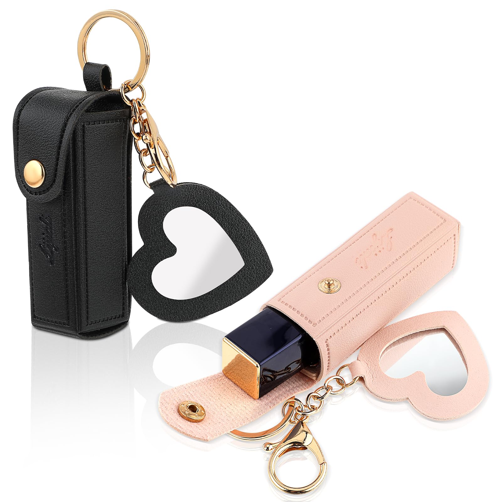 1PC Black Lipstick Holder Keychain Chapstick Keychain Elastic Lip Balm Holder