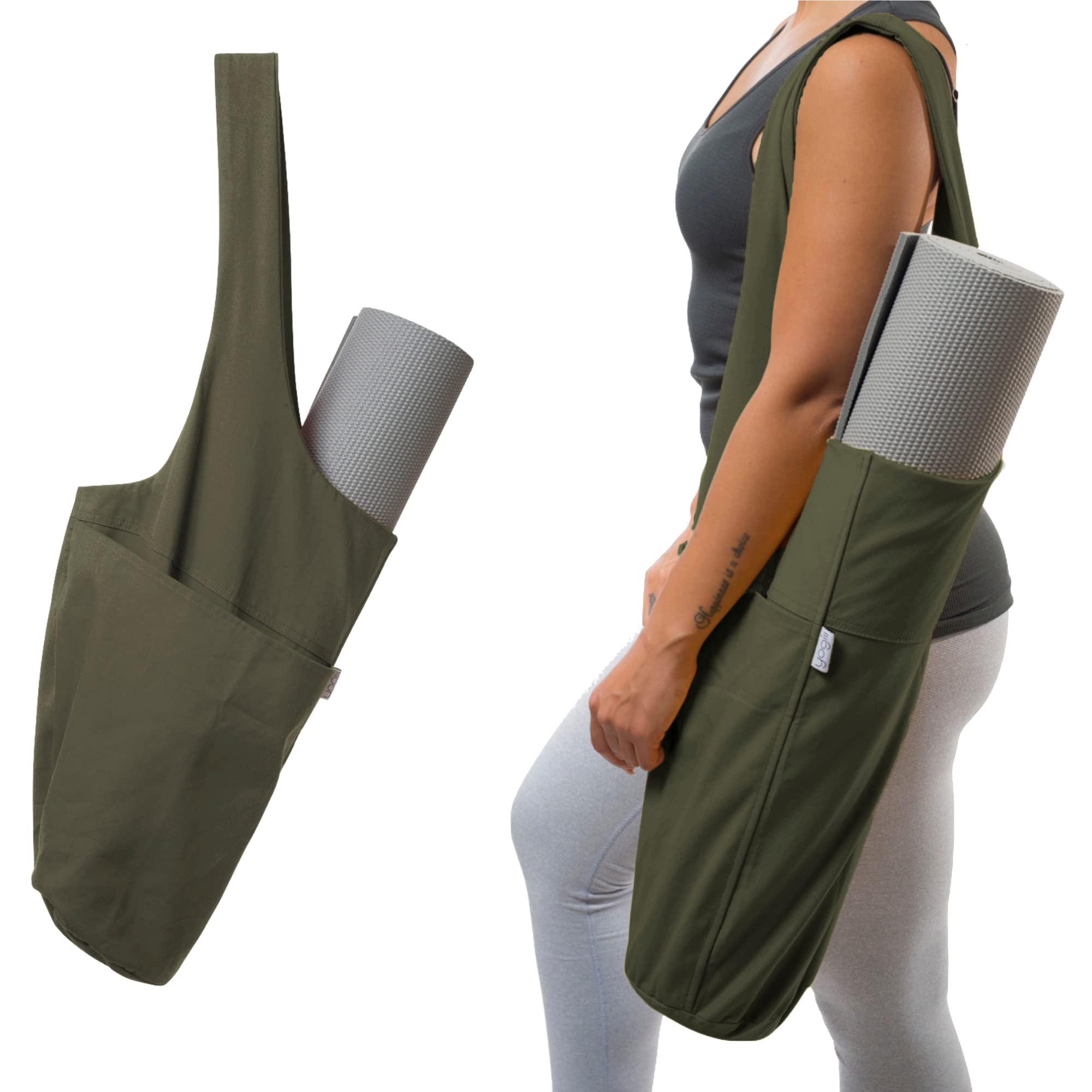 Yogiii Yoga Mat Bag, The ORIGINAL YogiiiTote, Yoga Mat Carrier Tote Sling  w/Large Side Pocket & Zipper Pocket