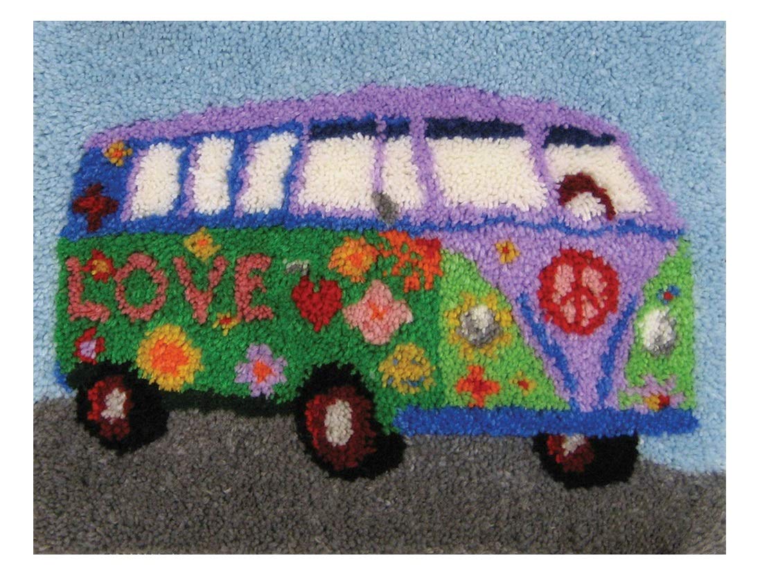 LAPATAIN Latch Hook Kits DIY Crochet Yarn Kits Flower Car Carpet