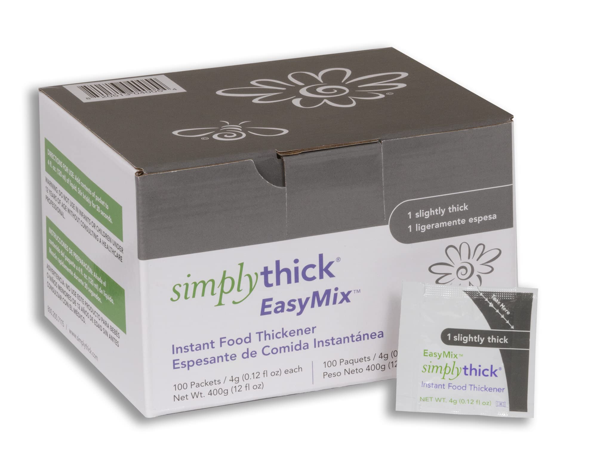 SimplyThick EasyMix, 100 Count of 4g Individual Packets, Gel Thickener  for those with Dysphagia & Swallowing Disorders