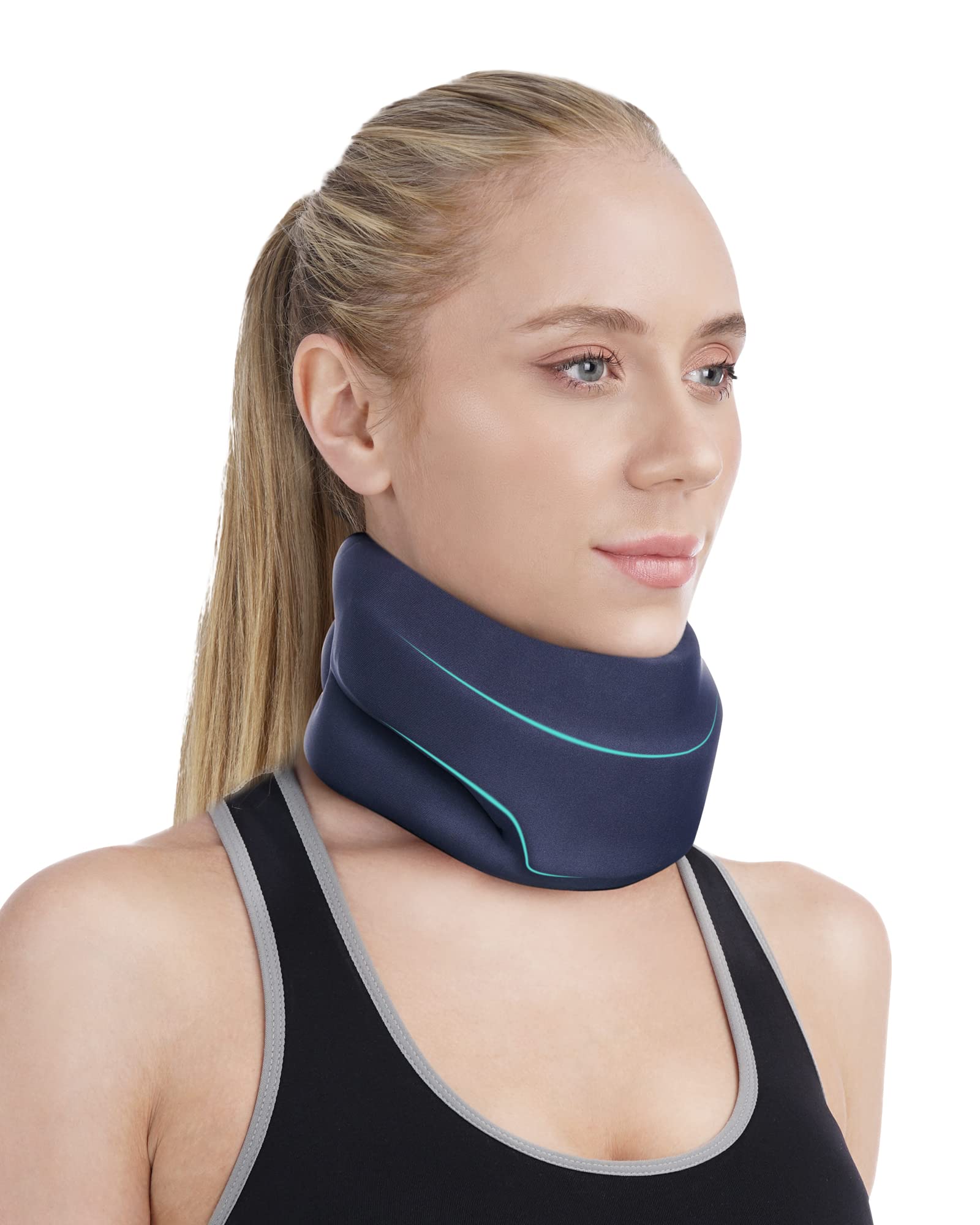 Neck Brace for Neck Pain and Support - Soft Foam Cervical Collar for  Sleeping - Wraps Keep Vertebrae Stable and Aligned for Relief of Cervical  Spine Pressure for Women & Men (Blue-M)