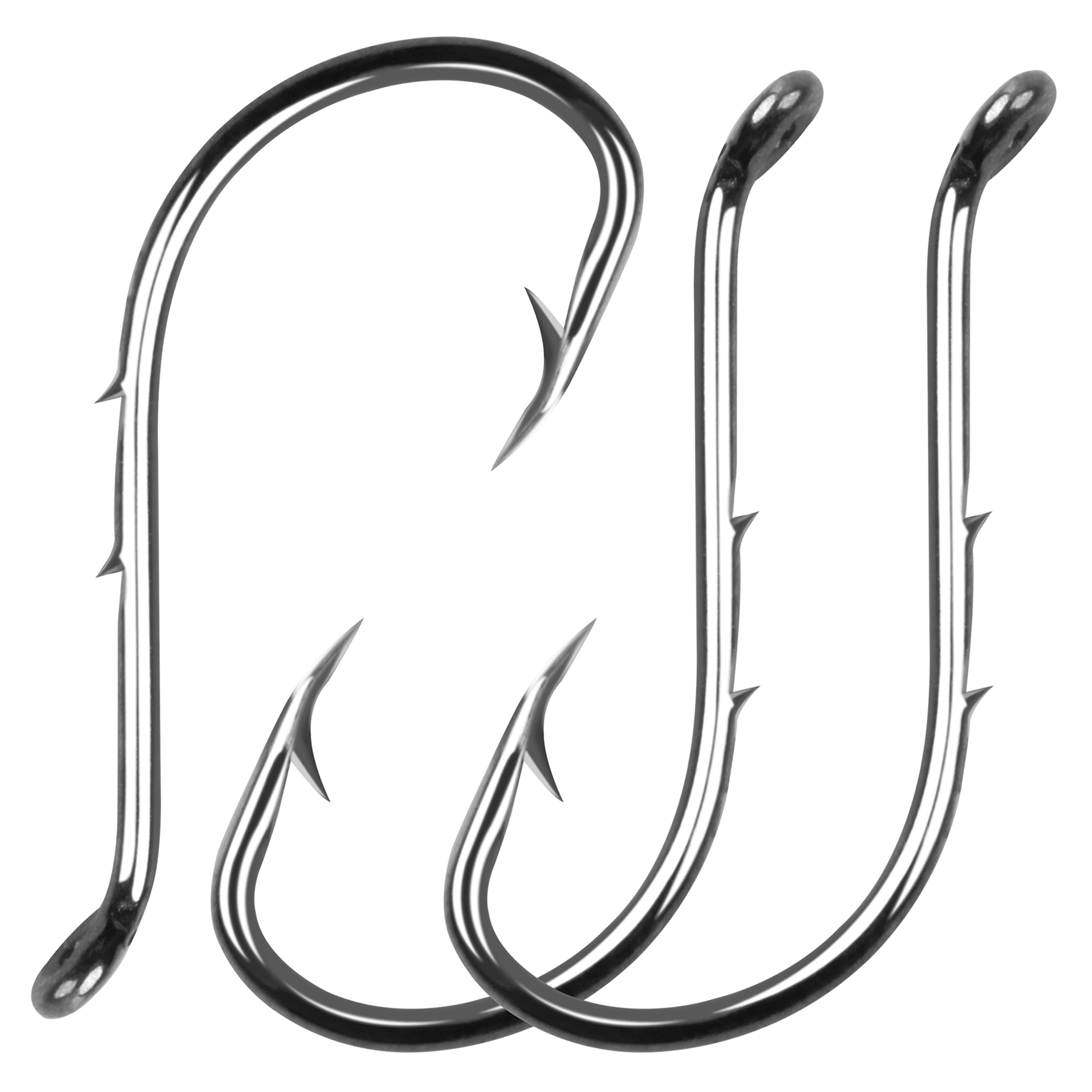 Saltwater Long Shank Fishing Hooks Set, 100pcs Stainless Steel