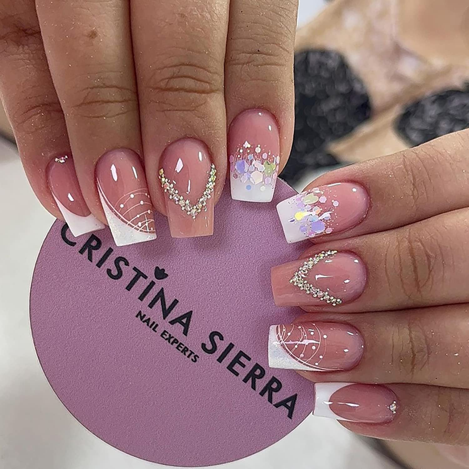 Pink French Glitter : Best Designer Press on Fake Artificial Nails in India  – The NailzStation