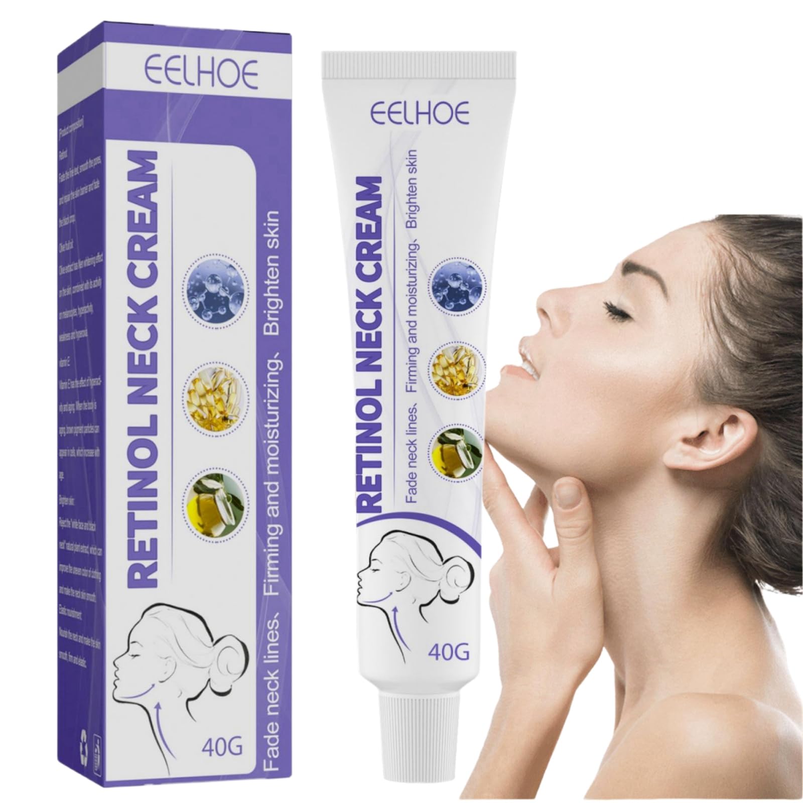 Instant Effects Neck Firming Cream - Anti Aging Retinol Moisturizer for