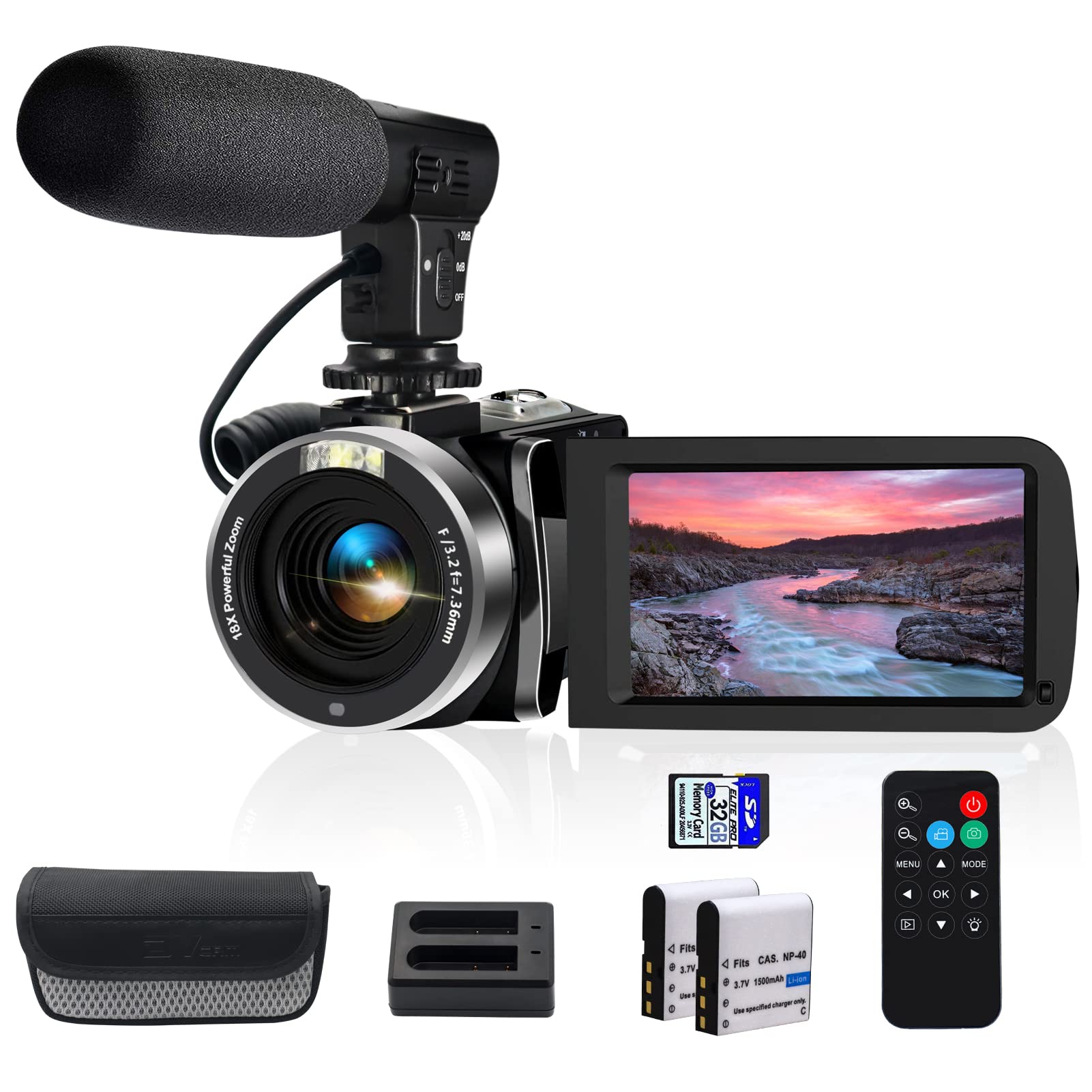 YEEIN 4K Video Camera, Camcorder with 3 Touch Screen and 32G Card, WiFi  Digital Camera, 18X Digital Zoom, Vlogging Camera for , Kids Video  Camera, Remote, Microphone
