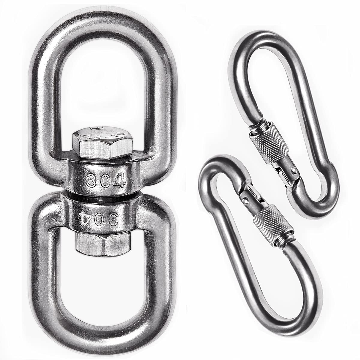 2+1 Heavy Duty 304 Stainless Steel Swivel Ring Double Ended Swivel Eye Hook  with